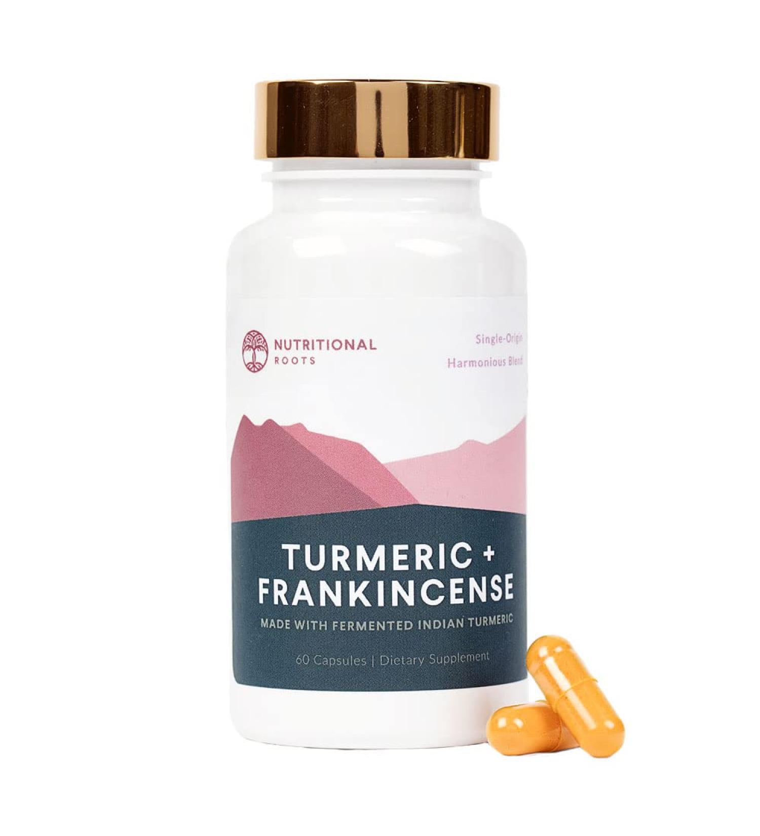 Nutritional Roots - Indian Turmeric + Frankincense - With 95% Curcuminoids Curcumin Longa Boswellia Serrata & Black Pepper - Supports Joint Health - Dietary Supplement - 1 Month Supply - 60 Capsules - Buy Online on GoSupps.com