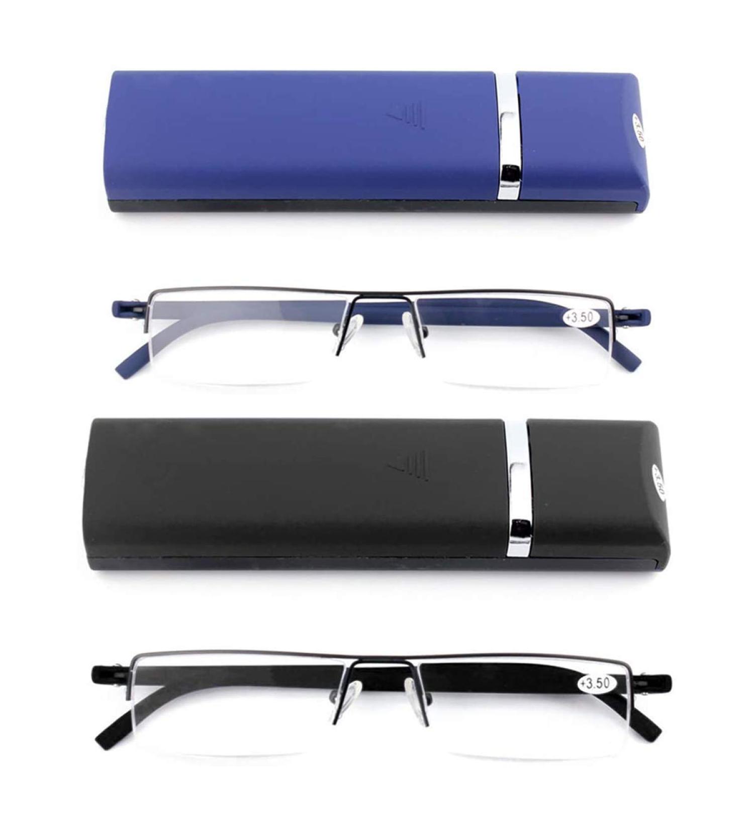 Kokobin 2 St ck Ultralichte TR90 Lesebrille f r M nner und Frauen - Klassische Metall-Halbbrille +2.5 Dioptrien mit Etui und Reinigungstuch - 2er Pack - Buy Online on GoSupps.com