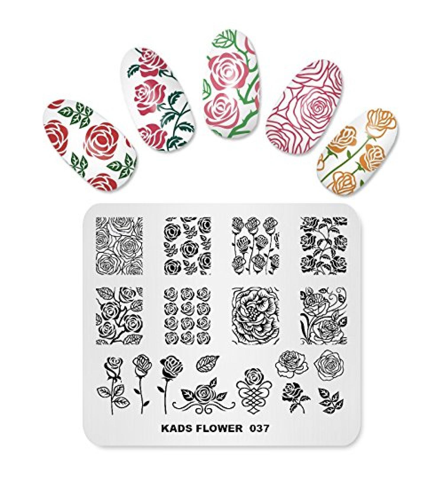 KADS Nail Stamping Plate Rose Flower Nature Image Template for DIY Manicure - FL037 - Buy Online on GoSupps.com