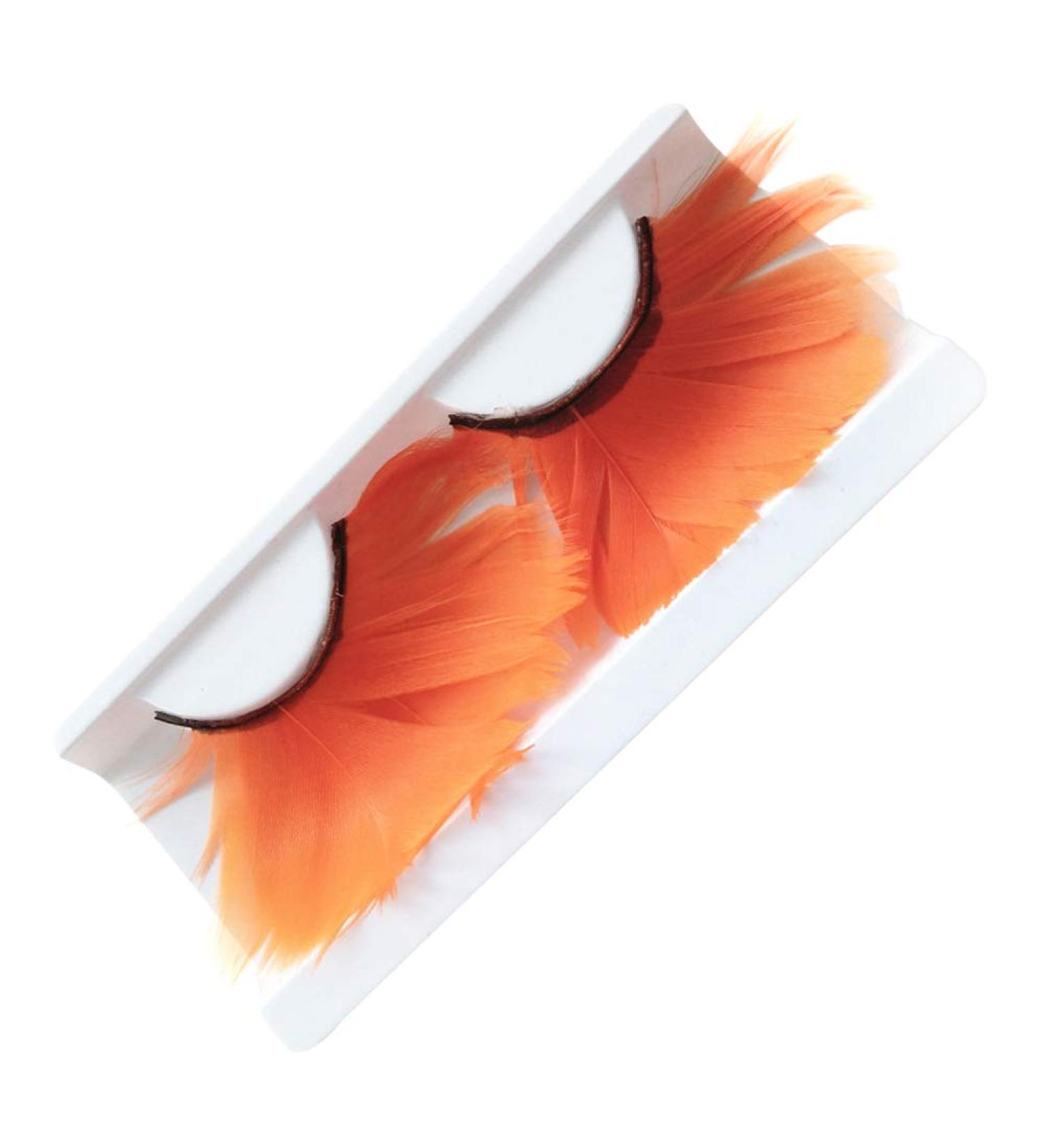 Boys Long-Tailed False Eyelashes - Exaggerated Colorful Feathers for Stage & Festival Art - Orange - Buy Online on GoSupps.com