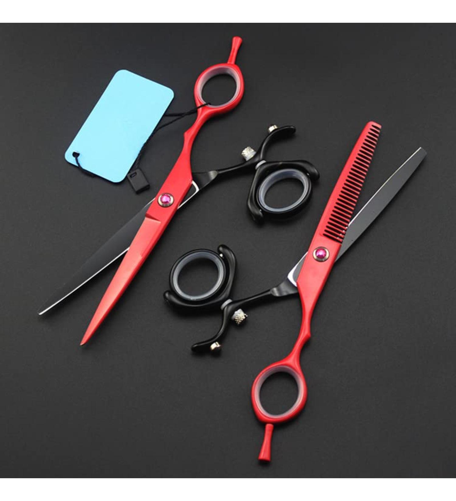 Hair Cutting Scissors Shears 6 Inch Professional Japan Steel Rotate Red Cut Hair Scissors Haircut Scissor Thinning Barber Cutting Shears Hairdresser Scissors (Color : Set) - Buy Online on GoSupps.com