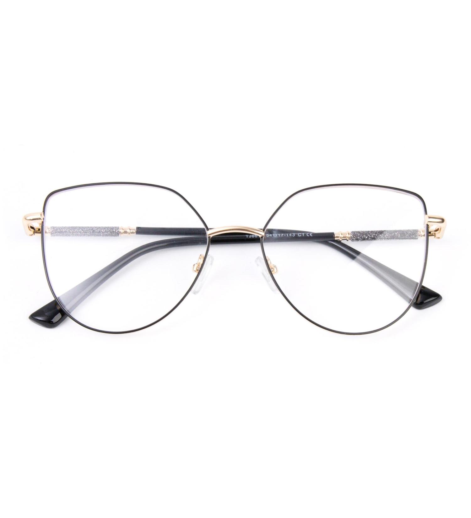 Okh Blue Light Filter Cat Eye Glasses for Women - Anti-Glare Stylish Metal Frame with Bling Decoration for Gaming & Reading - Gold & Black - Buy Online on GoSupps.com