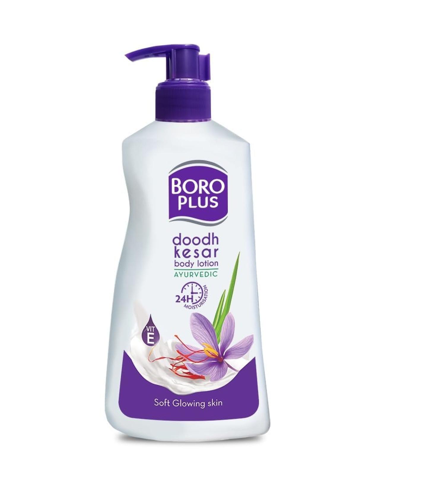 Boro Plus Doodh Kesar Ayurvedic Body Lotion with Vitamin E 24hour hydration for soft radiant skin - Buy Online on GoSupps.com