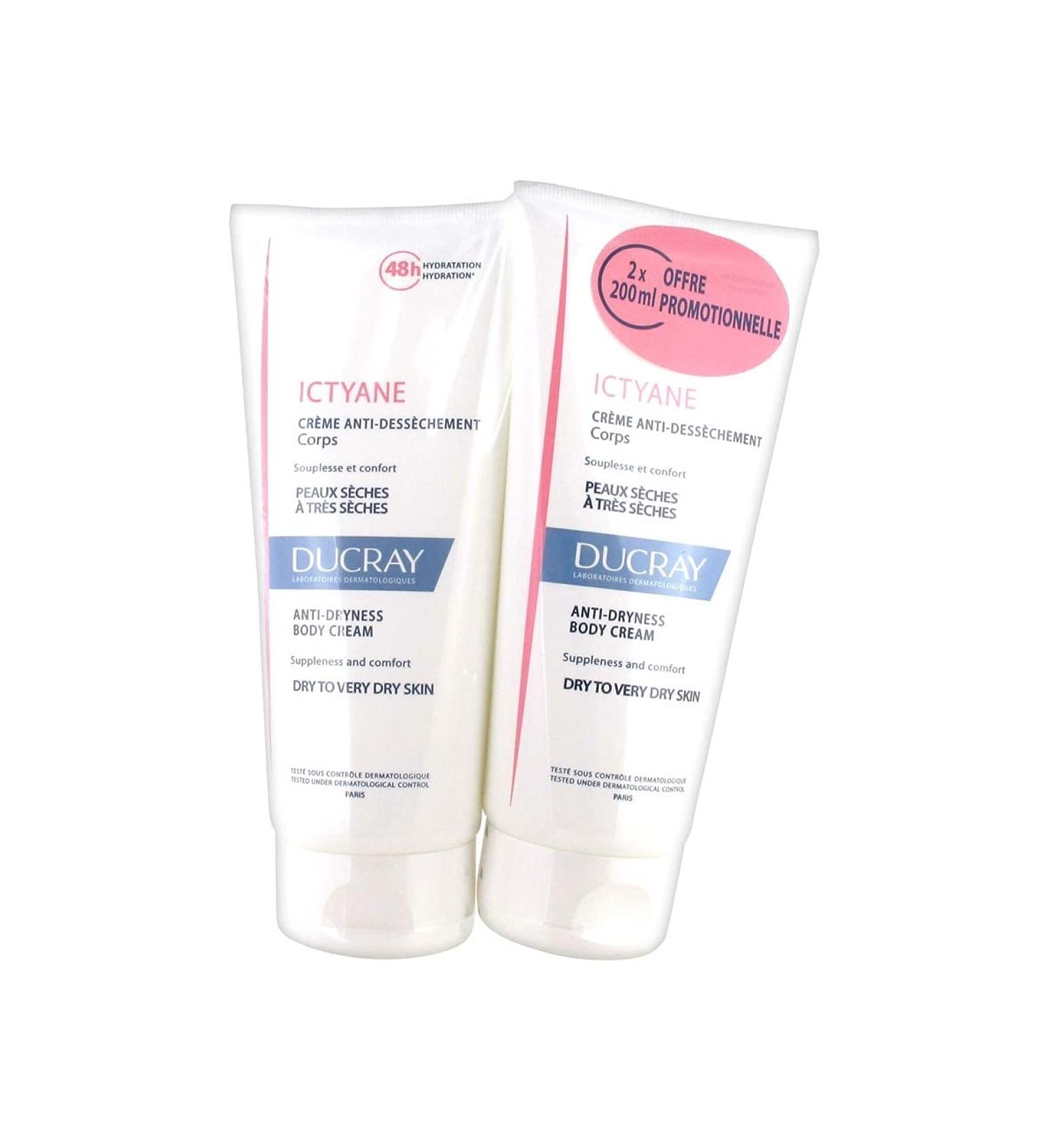 Ducray Ictyane Emollient Nutritive Cream for face and body 2 x 200 ml