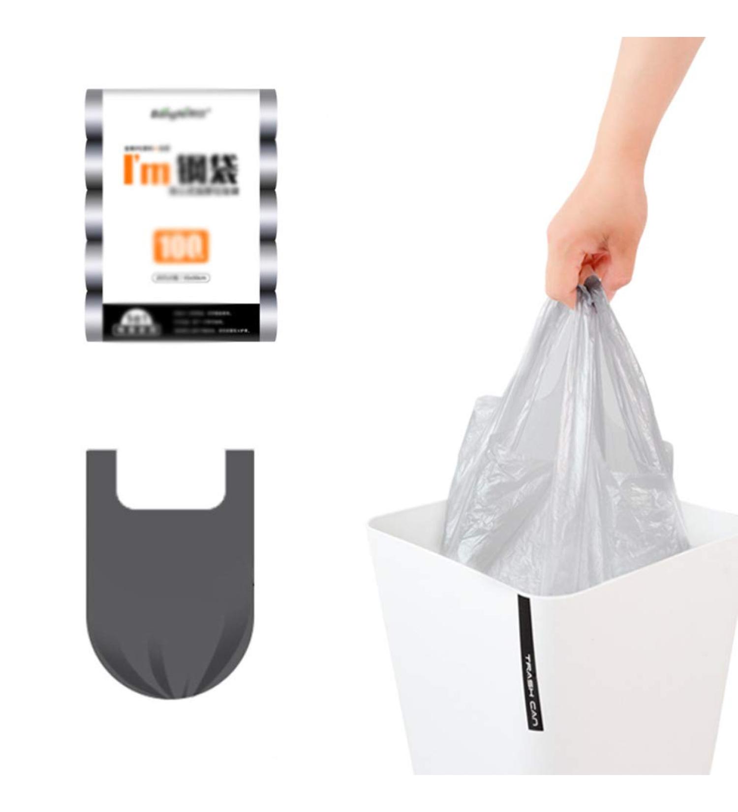 Vest Trash Bags Bin Liners Tote Bag Household Kitchen Garbage Bag General Garbage Plastic Bags 45X50cm-20Pcs*5Rolls/Bag Silver 15 roll - Buy Online on GoSupps.com
