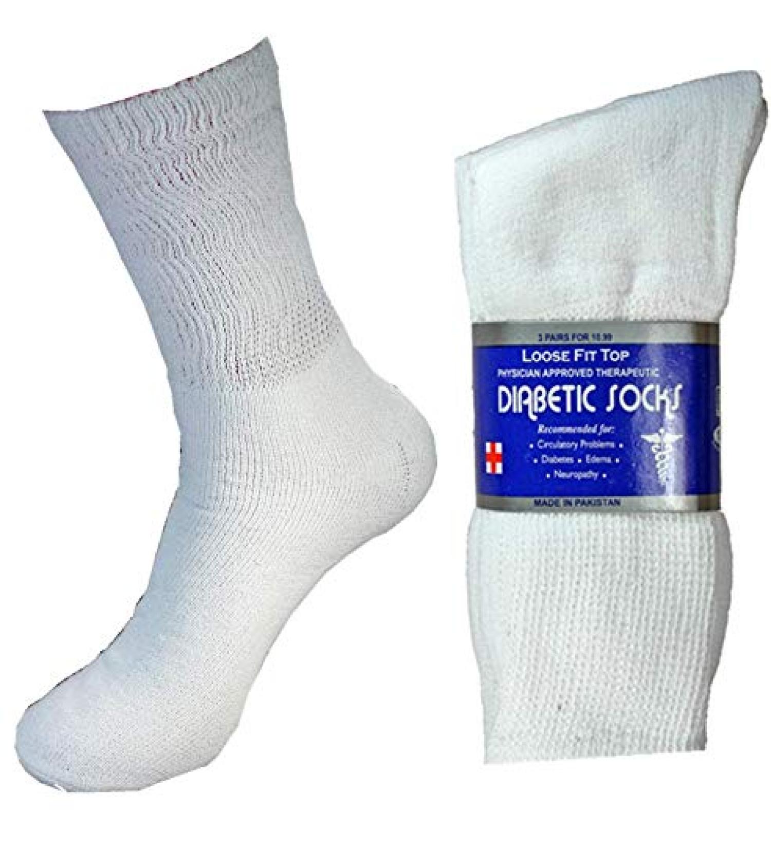Physicians Approved Diabetic Men's Crew Socks 6 or 12-Pack White 6
