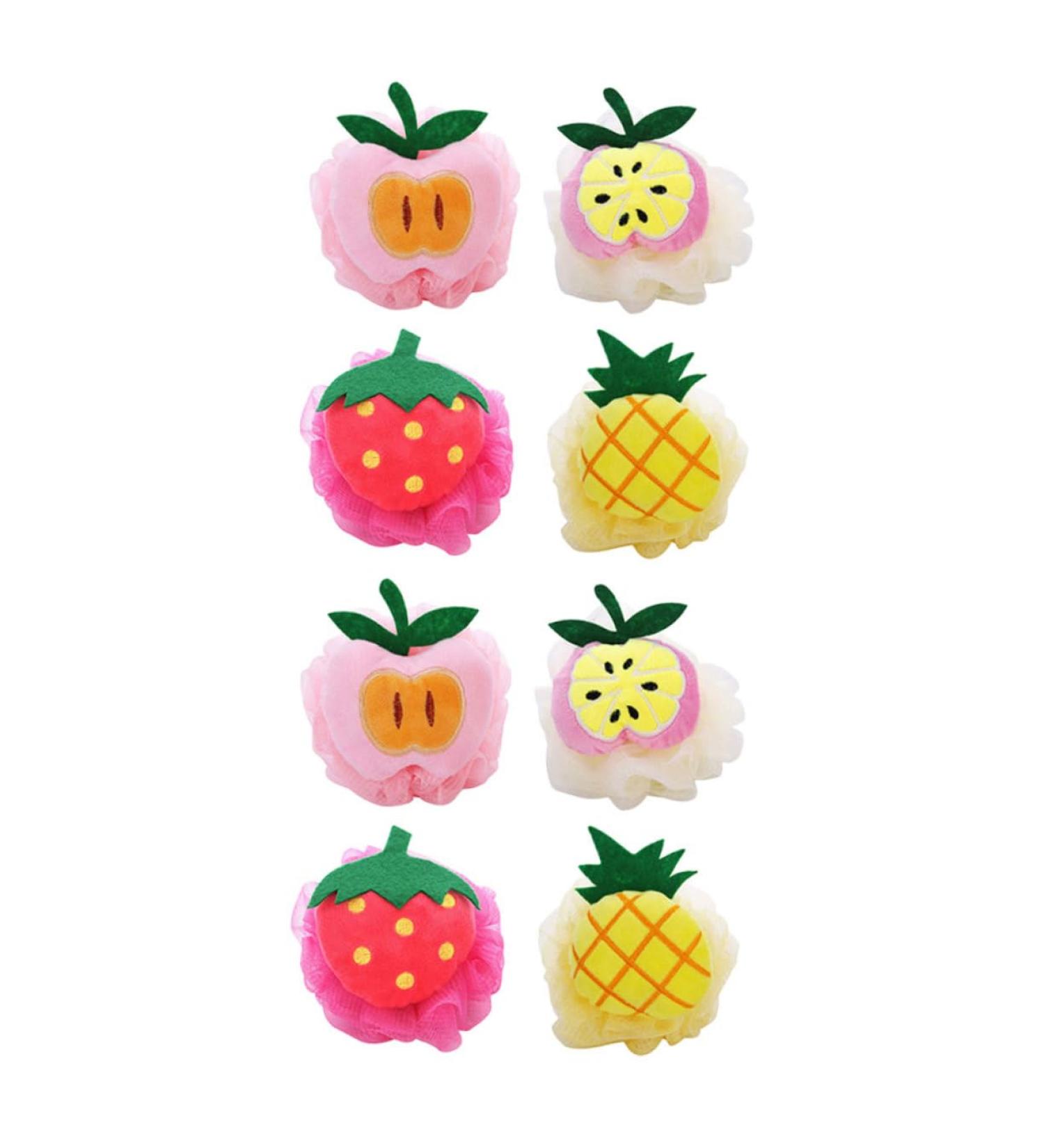 8pcs Fruit Shape Shower Mesh Scrubber Set | Bath Pouf & Loofah for Deep Cleansing | Perfect for Every Bathing Experience - Buy Online on GoSupps.com