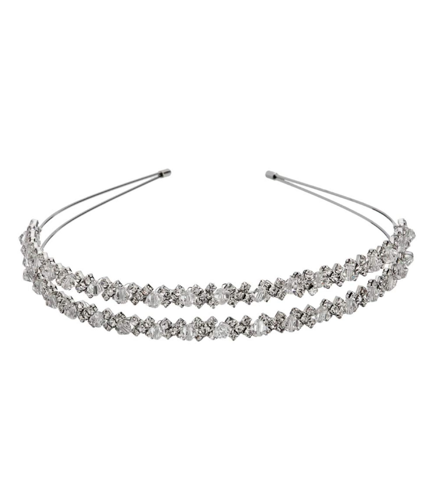 Lurrose Double Layer Silver Rhinestone Headband - Wedding Bridal Hair Accessories - Buy Online on GoSupps.com