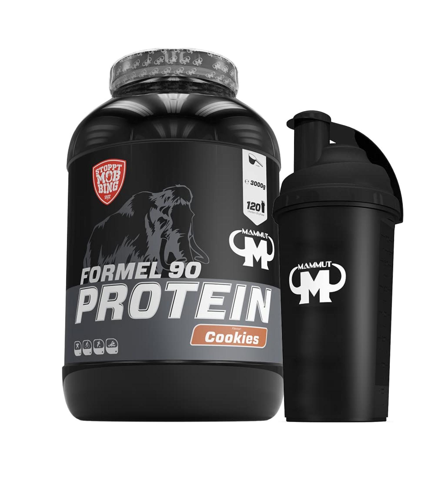 Buy 3kg Mammut Formula 90 Protein Shake - Cookie Flavor + Free Protein Shaker | International Shipping Available - Buy Online on GoSupps.com