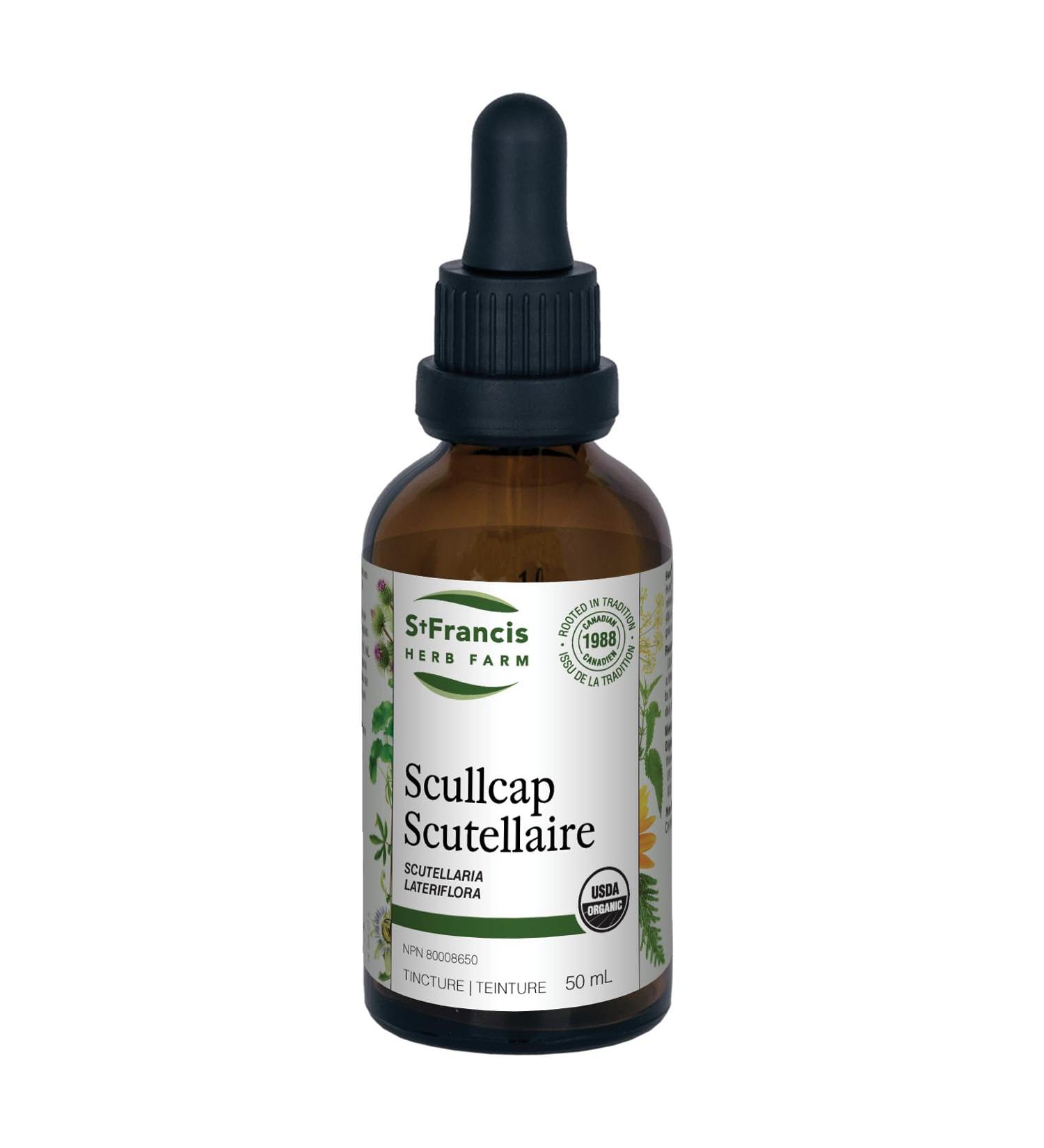 St. Francis Herb Farm Scullcap Herbal Tincture Liquid | Used to Help Relieve Nervousness | Used as a Sleep Aid | Helps Relieve Menstrual Pain | Organic | Non-GMO | Lactose-Free | (50ml) 50 ml (Pack of 1) - Buy Online on GoSupps.com