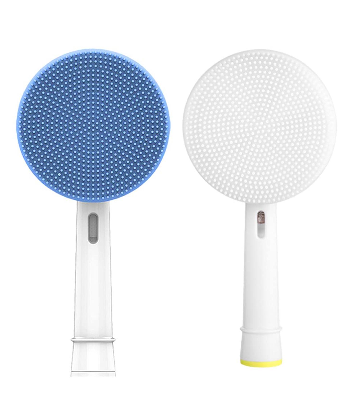 2pcs Facial Cleansing Brush Set - Remove Blackheads & Deep Clean | Electric Face Cleaning Brush Head & Sponge - Blue & White - Buy Online on GoSupps.com