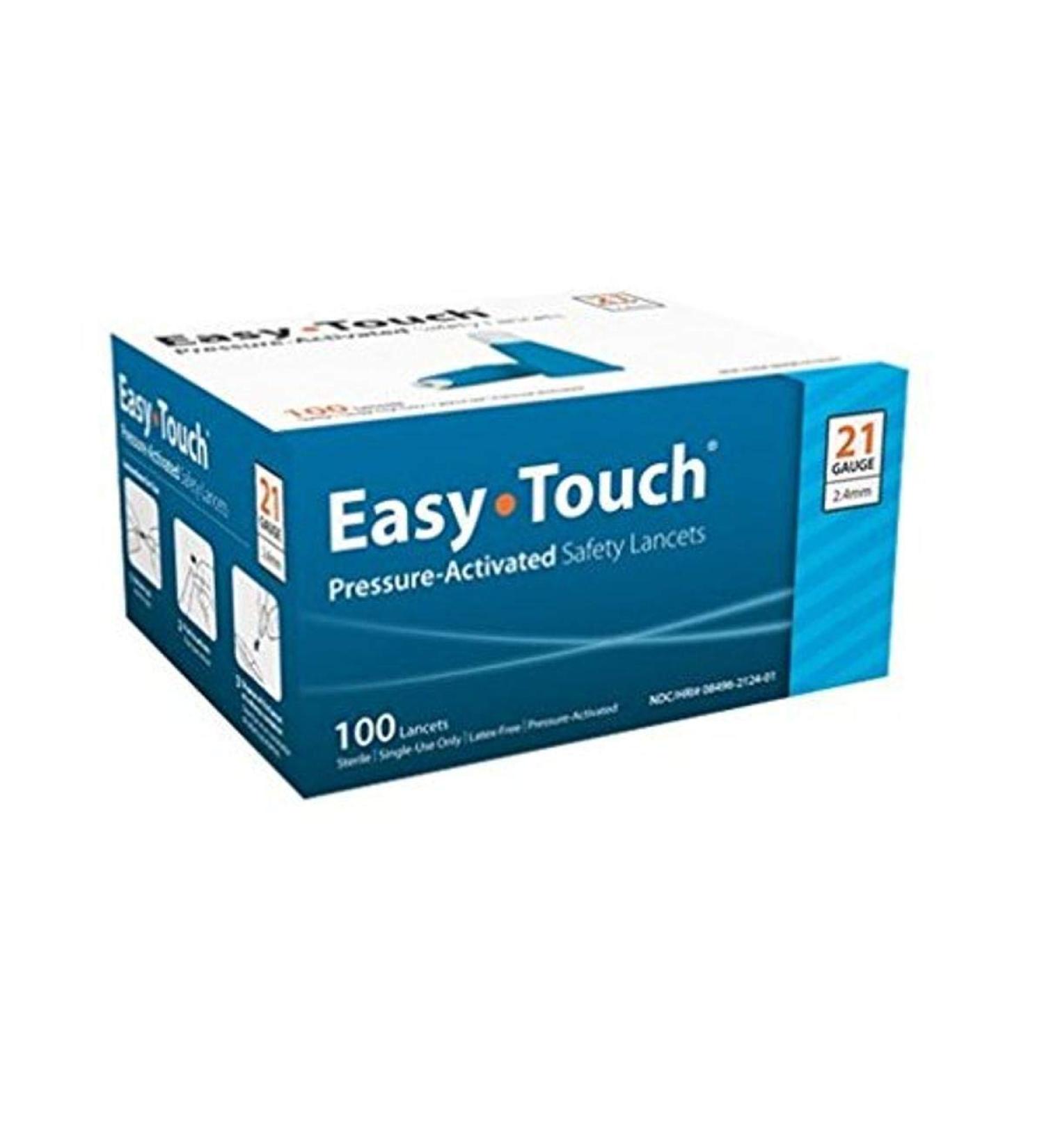 Easy Touch 821241 Safety Lancet Pressure Activated 21 g x 2.4 mm (Pack of 100)