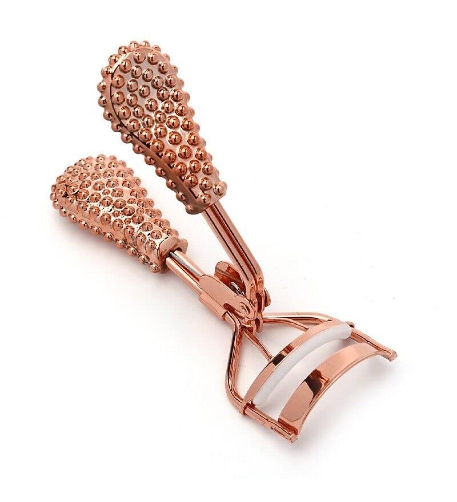 Beauty+ Eyelash Curler Applicator Stainless Steel with Silicone Pad for Perfect Curling and Applications Professional Eyelash Curlers (Rose Gold Beads)