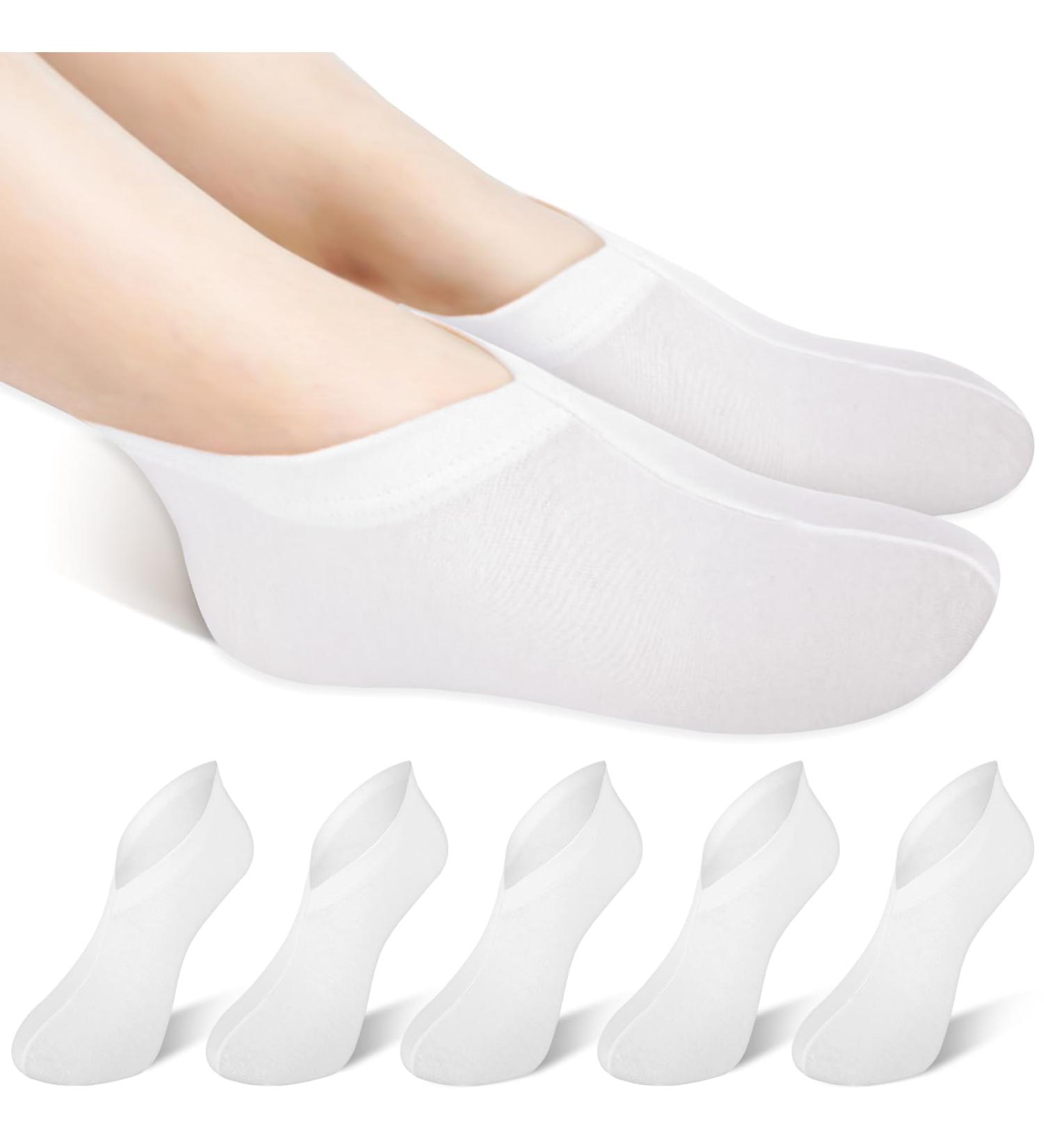 5 Pairs Foot Moisturizer Socks Moisturizing Socks Overnight Cotton Spa Socks for Cracked Heel Repair Gel Spa Moisturizing Socks for Women and Men White - Buy Online on GoSupps.com