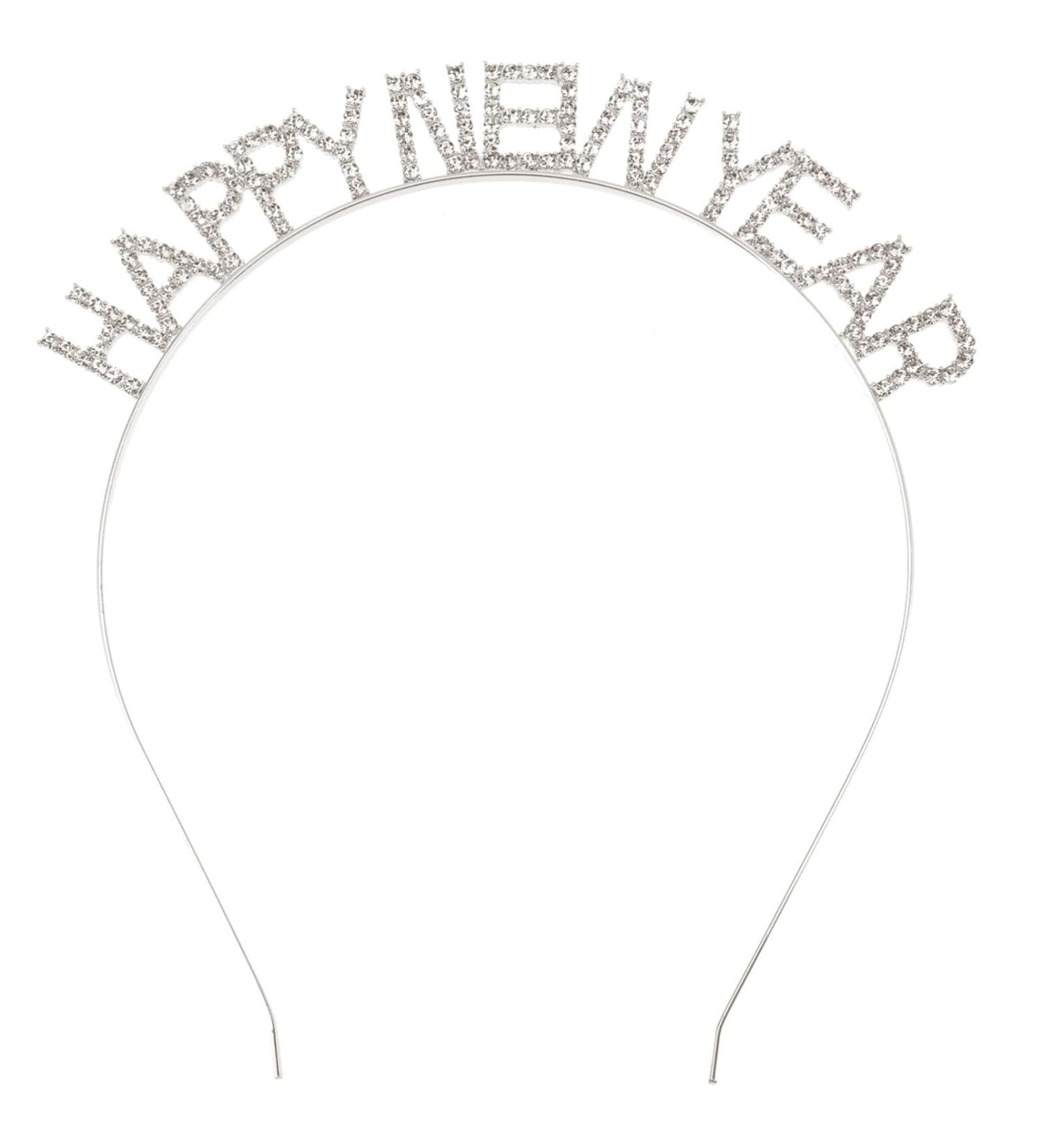 Minkissy Happy New Year 2024 Rhinestone Headband - NYE Holiday Party Hair Accessory for Women in Silver - Buy Online on GoSupps.com