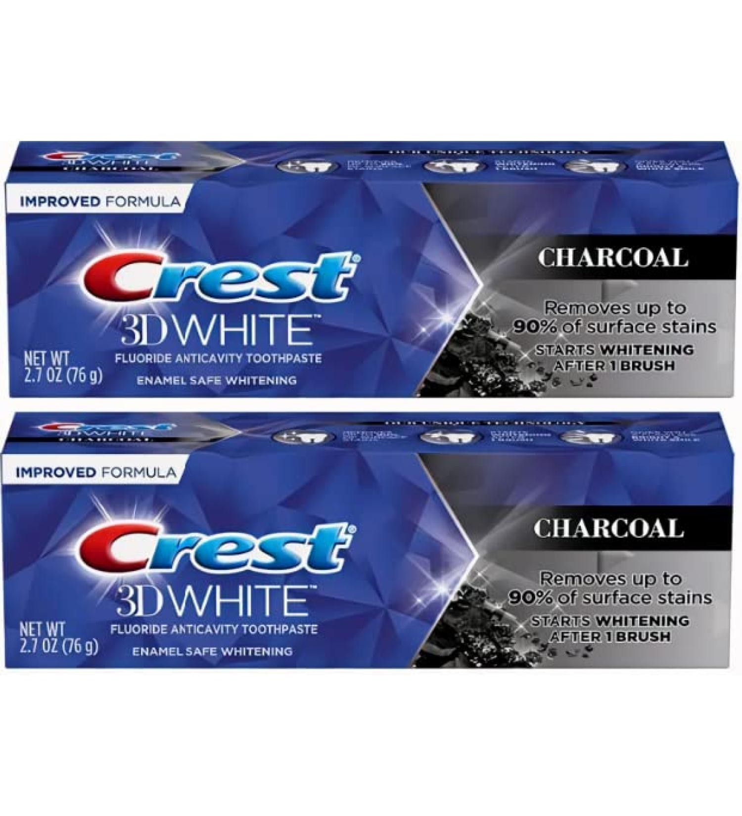 Crest 3D White Charcoal Teeth Whitening Toothpaste Enamel Safe - 2.7 oz (76g) - Pack of 2 - Buy Online on GoSupps.com