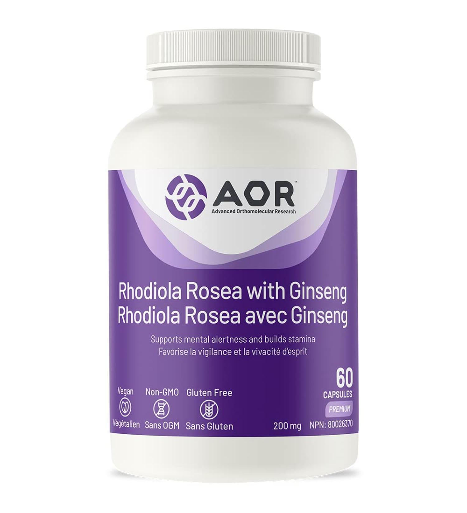 AOR - Rhodiola Rosea with Ginseng 200mg 60 Capsules - Rhodiola Rosea Supplement and Panax Ginseng Supplement to Builds Stamina Reduce Mental Health & Physical Fatigue - Enhances Athletic Performance - Buy Online on GoSupps.com