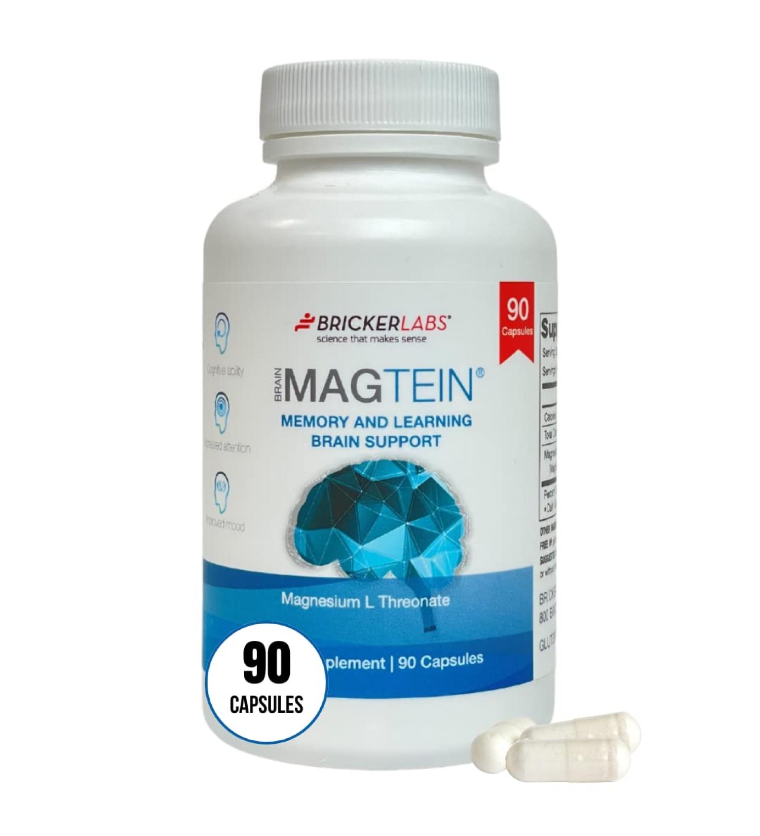 Bricker Labs MAGTEIN Magnesium L Threonate 90 Capsules - Memory & Learning Support - Buy Online on GoSupps.com