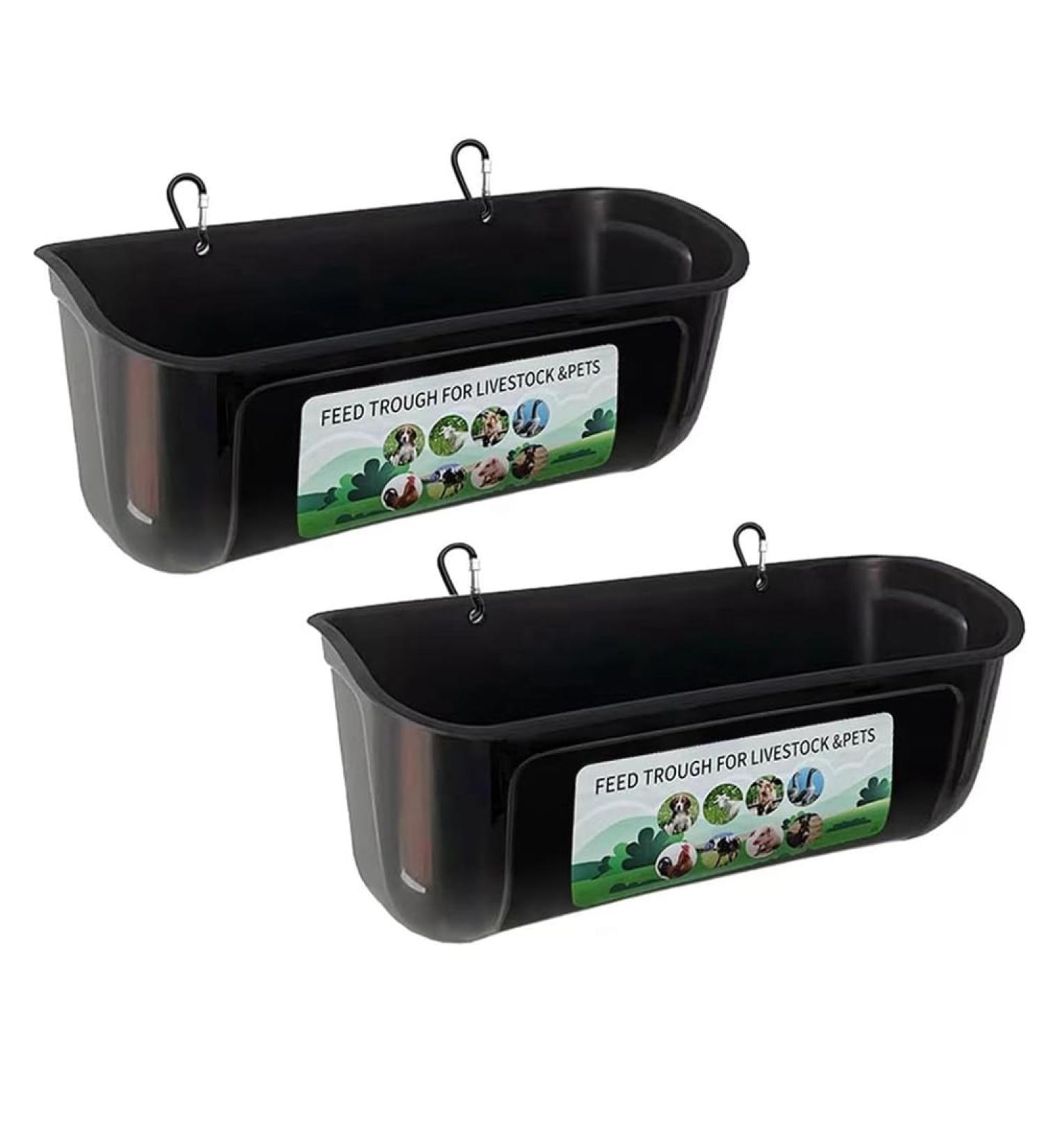 GIISH 2 Pack Chicken Goat Hanging Fence Feeder Black ABS for Deer Duck Dog and Piglets Goose Waterer Trough - Buy Online on GoSupps.com