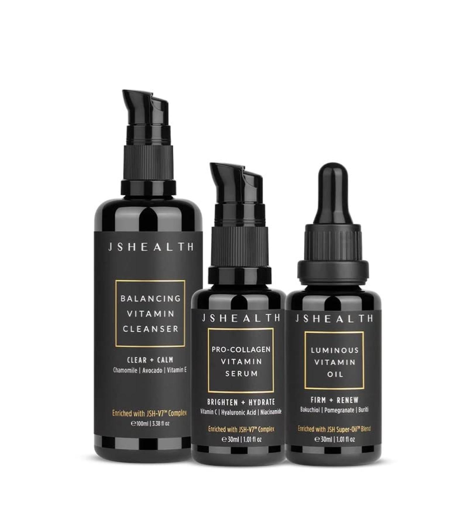 JSHealth Hydrate & Renew Skincare Bundle - Gentle Facial Cleanser Brightening Vitamin C Serum for Face & Hydrating Vitamin E Face Oil - Buy Online on GoSupps.com