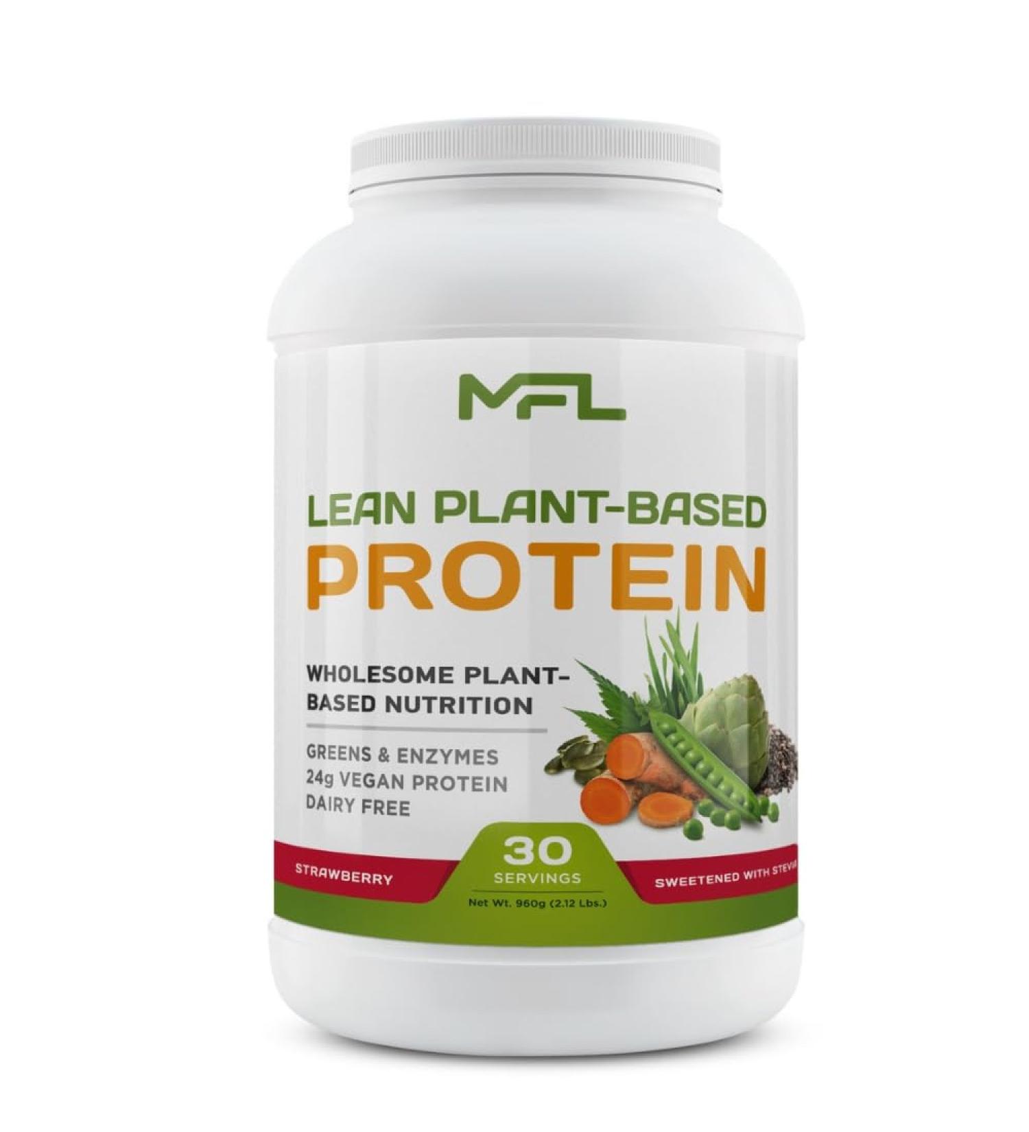MUSCLE FOOD LABS MFL Vegan Plant-Based Protein Powder l Gluten Free l Non Dairy l Non GMO l Lactose Free l Keto-Friendly | 2.12 lbs (Strawberry) - Buy Online on GoSupps.com