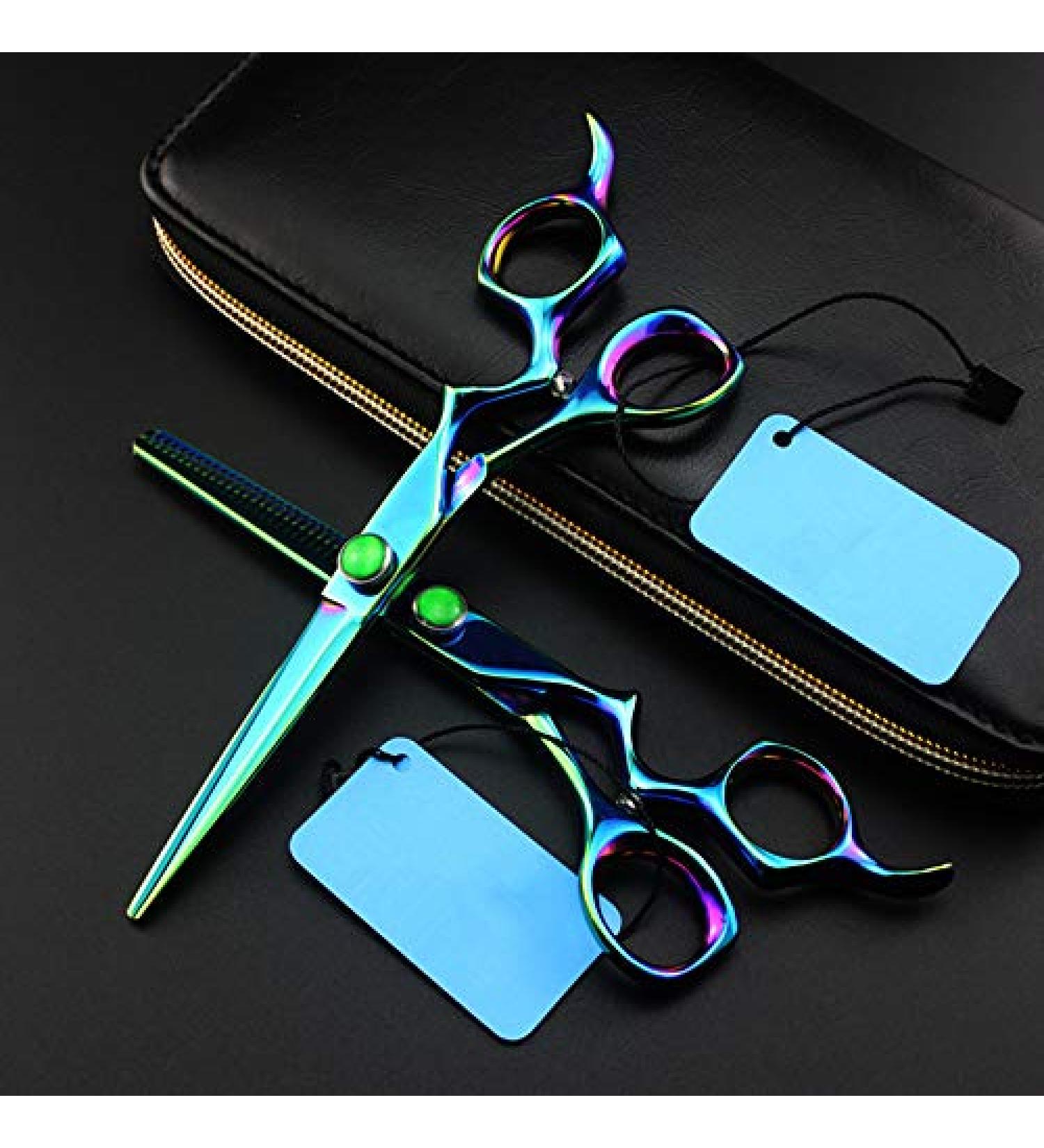 Professional 6 Inch Hair Cutting Scissors Set - Green Gem Thinning Shears for Salon & Barber - Premium Hairdressing Tools - Buy Online on GoSupps.com