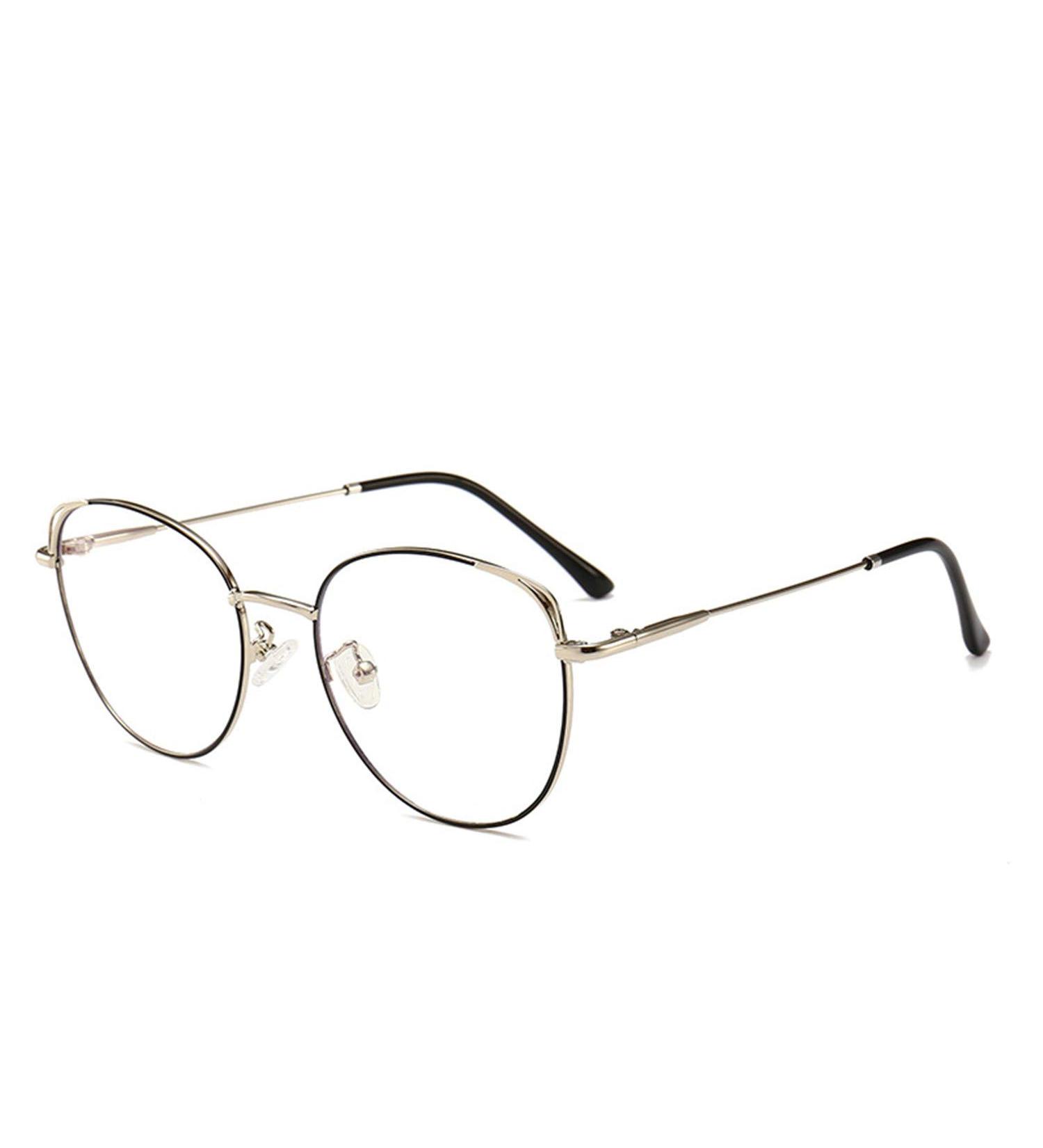 SanDish Cat Eye design Blue Light Blocking Glasses Hipster Metal Frame Women Eyeglasses Non Prescription Silver/Black6 - Buy Online on GoSupps.com