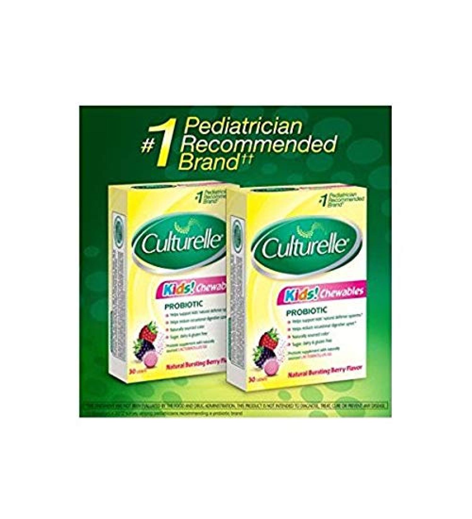 Culturelle Kids Probiotic Natural Busting Berry Flavor - 30 Chewable Pack of 5
