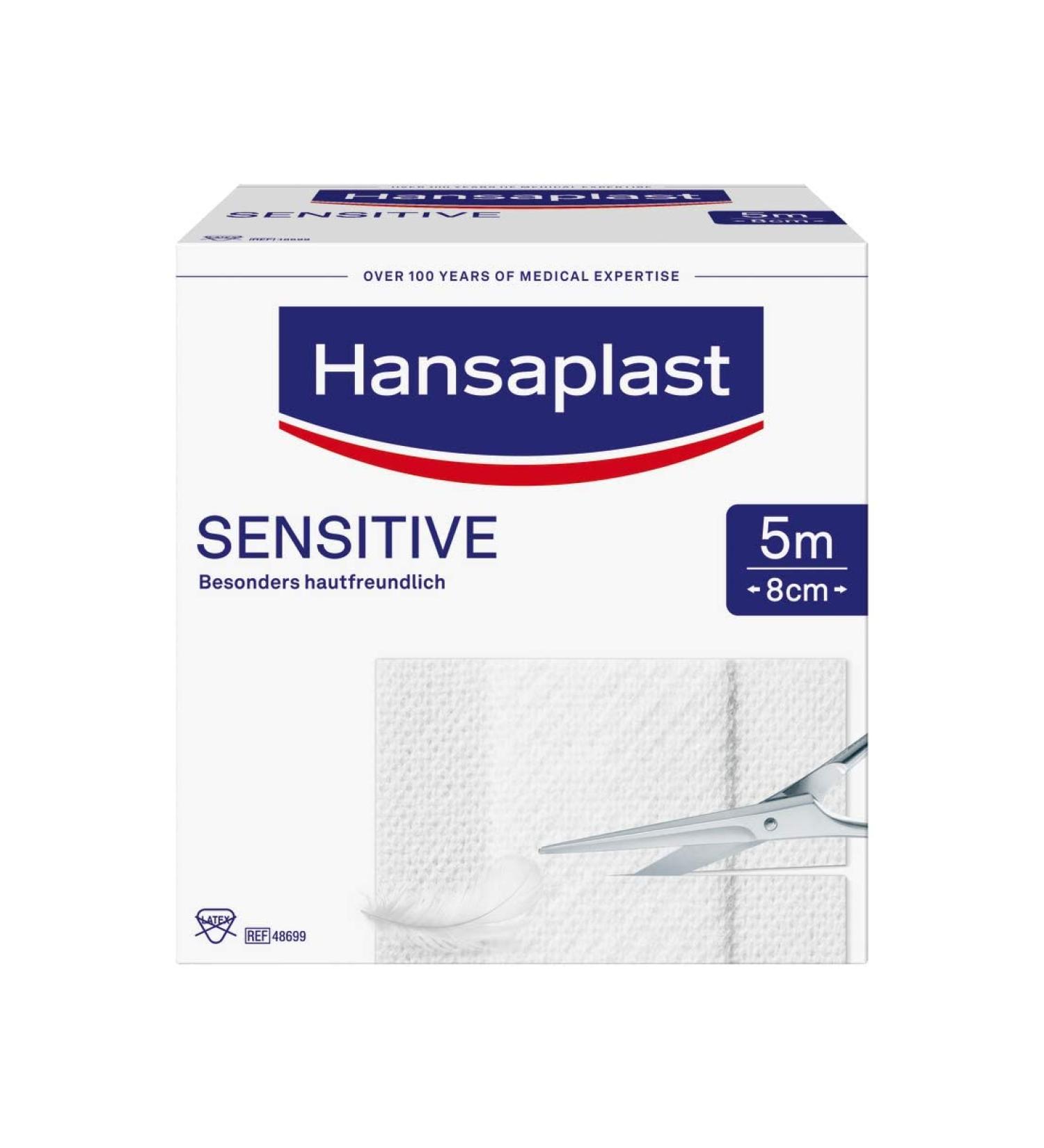 Hansaplast Sensitive Plasters - Skin-Friendly Wound Care (5m x 8cm) | Gentle Adhesive Painless Removal International Shipping - Buy Online on GoSupps.com
