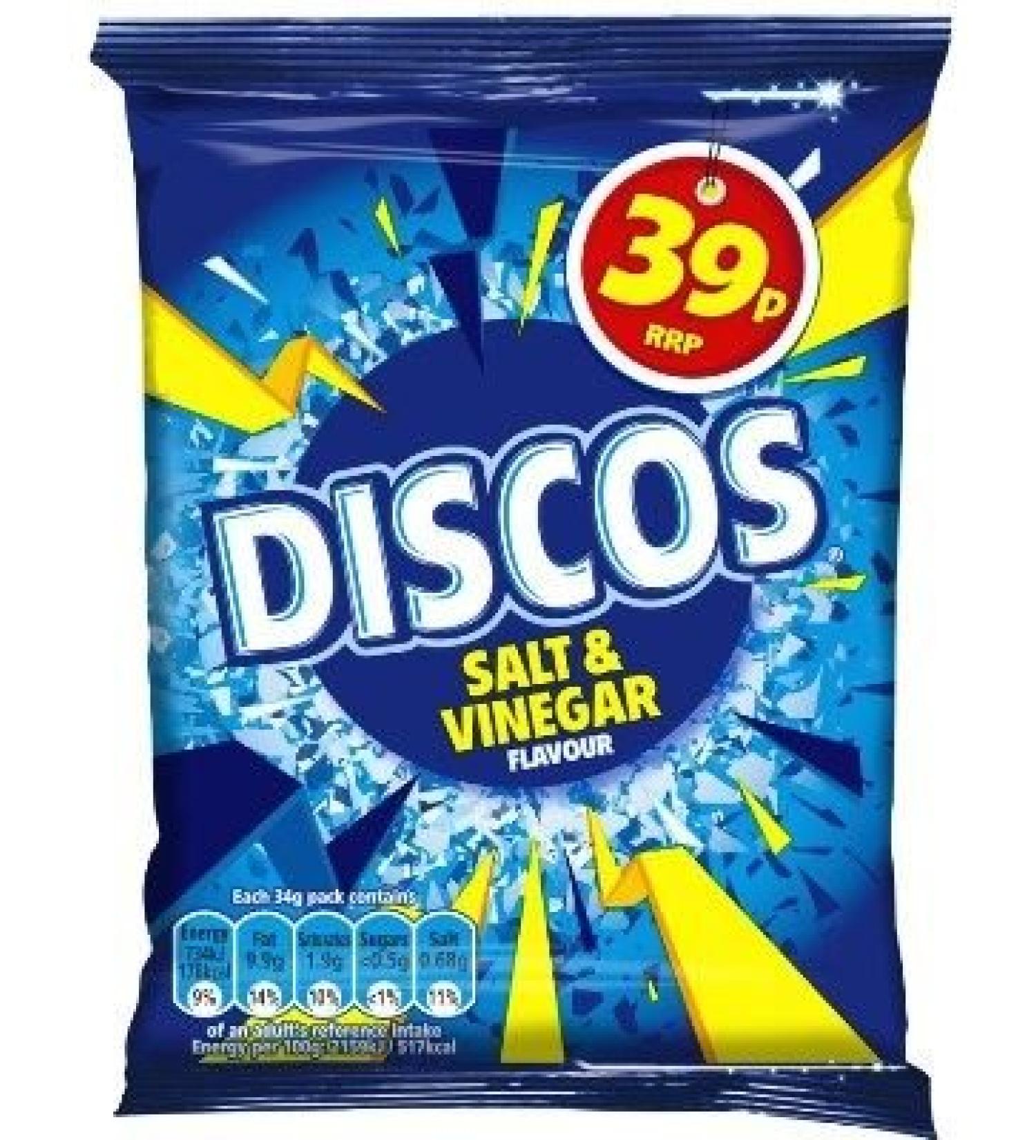 KP DISCOS SALT & VINEGAR CRISPS 30x34g