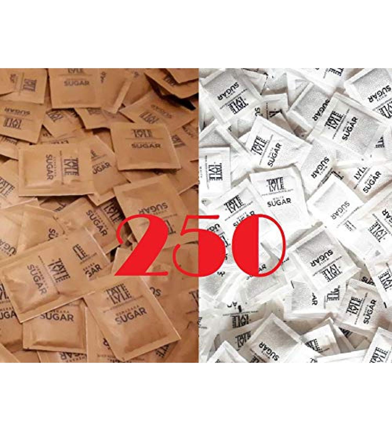 250 Individually Wrapped Mixed White and Brown Demerara Cane Sugar Sachets - Pure Granulated - Buy Online on GoSupps.com