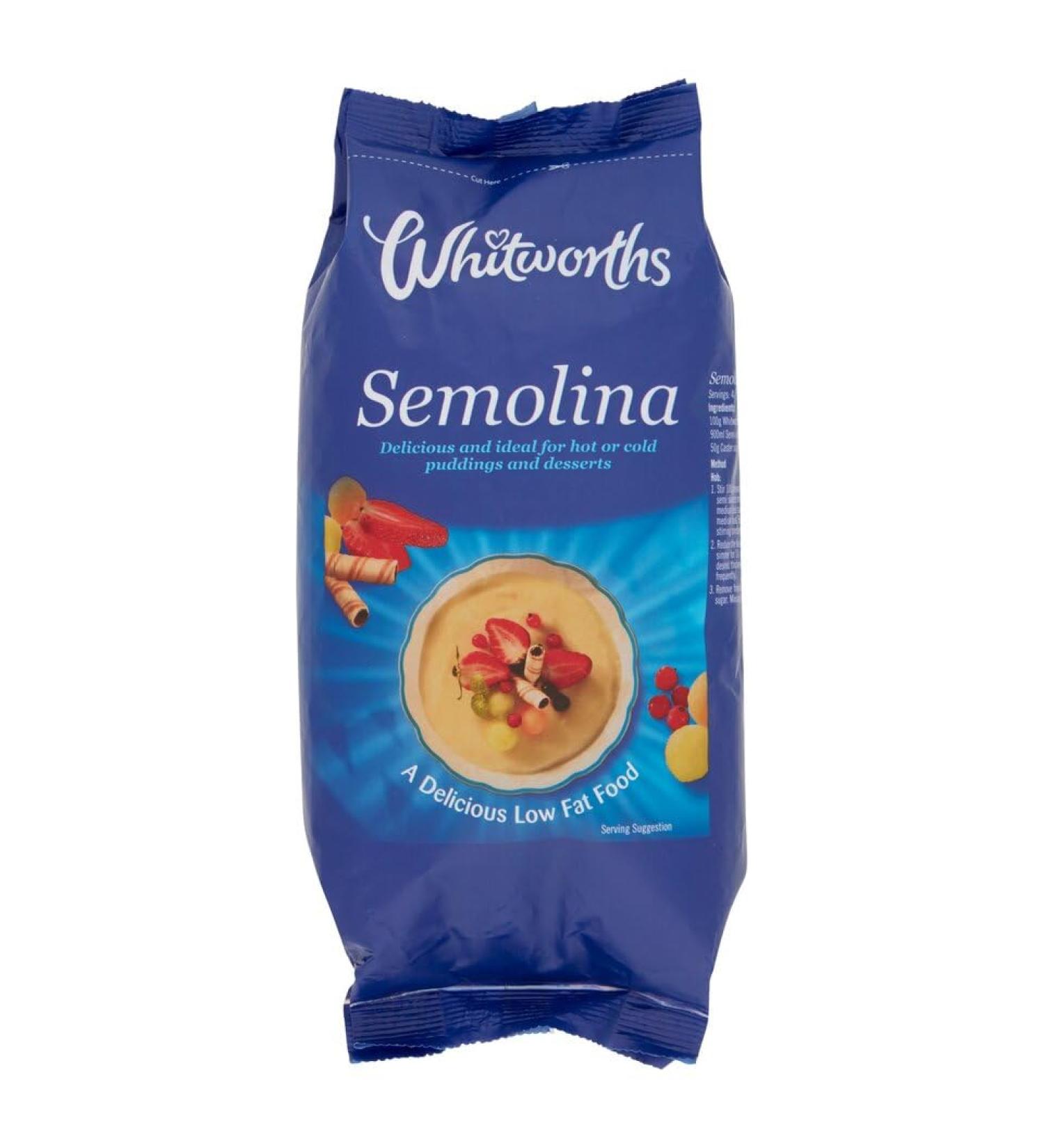 Whitworths | Semolina 2X500G (1Kg) | Delicious and ideal for hot or cold puddings and desserts | Suitable for Vegans 500.00 g (Pack of 2) - Buy Online on GoSupps.com