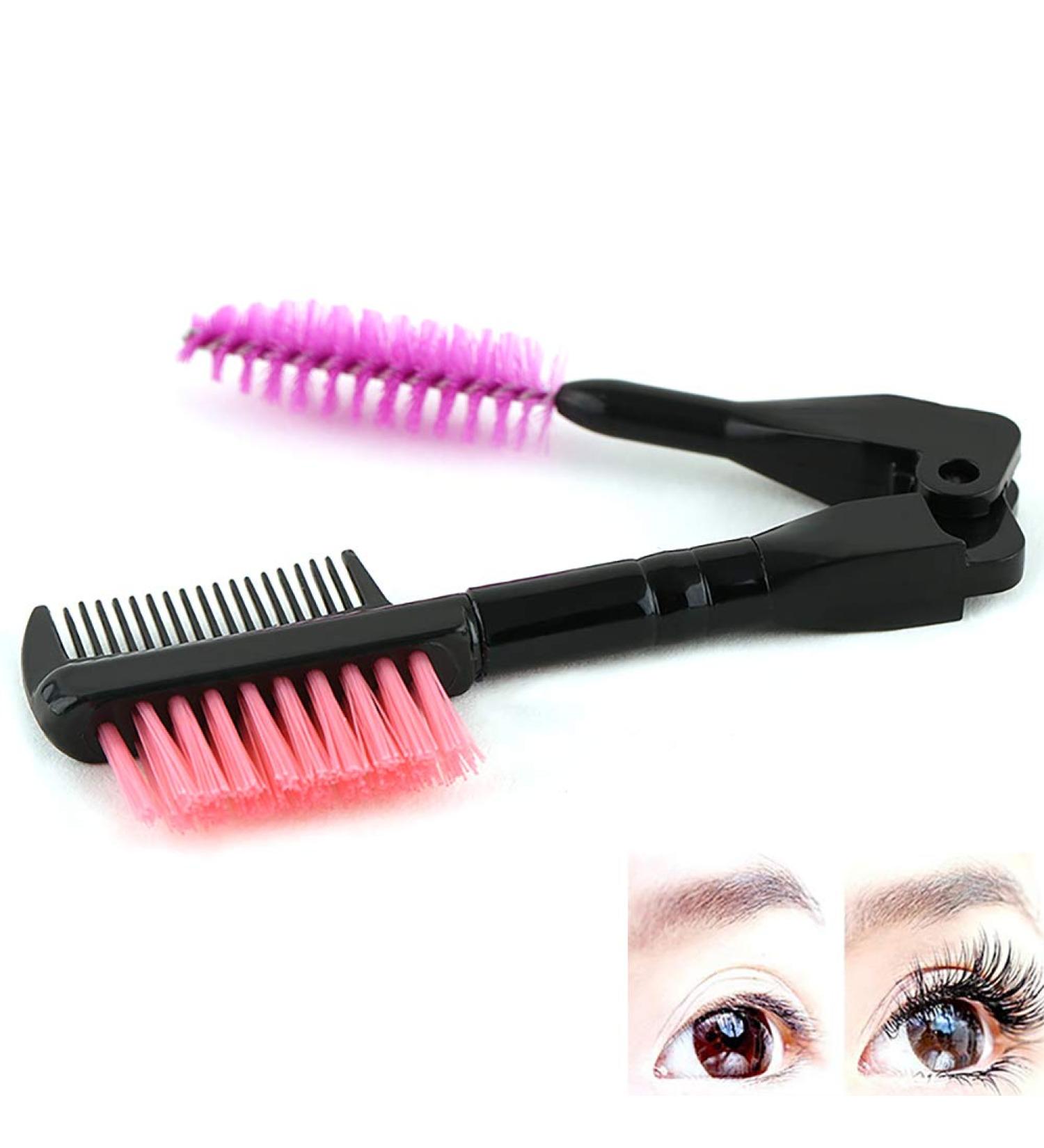 2 In 1 Brow Brush And Eyelash Comb Foldable Lash Defining Comb Double Head Eyelash Brush Pink  - Buy Online on GoSupps.com