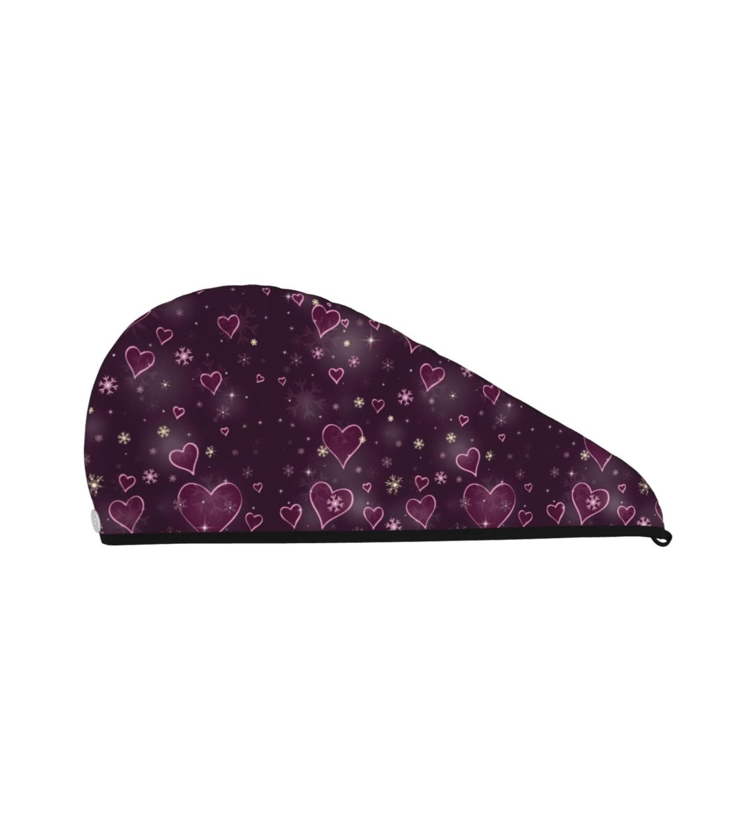 Buy Hair Towel Wrap | Quick Drying Towel Turban with Button | Snowflakes & Hearts Design - Buy Online on GoSupps.com