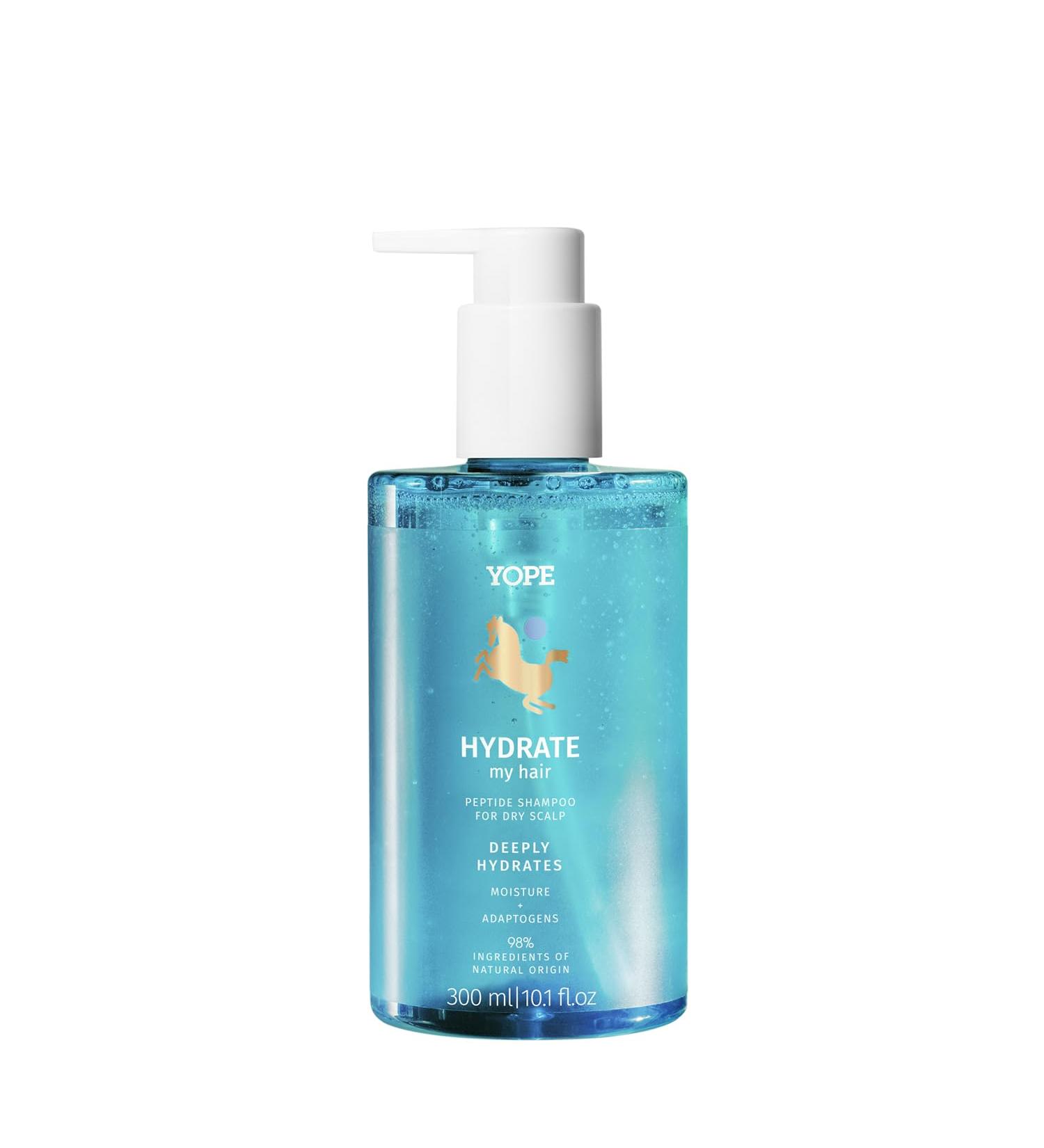 Yope Sp z oo Yope Shampoo for dry scalp moisturizing peptides and adaptogen basil Tulsi macadamia oil rice and coconut protein 98 natural ingredients vegan formula 300 ml - Buy Online on GoSupps.com