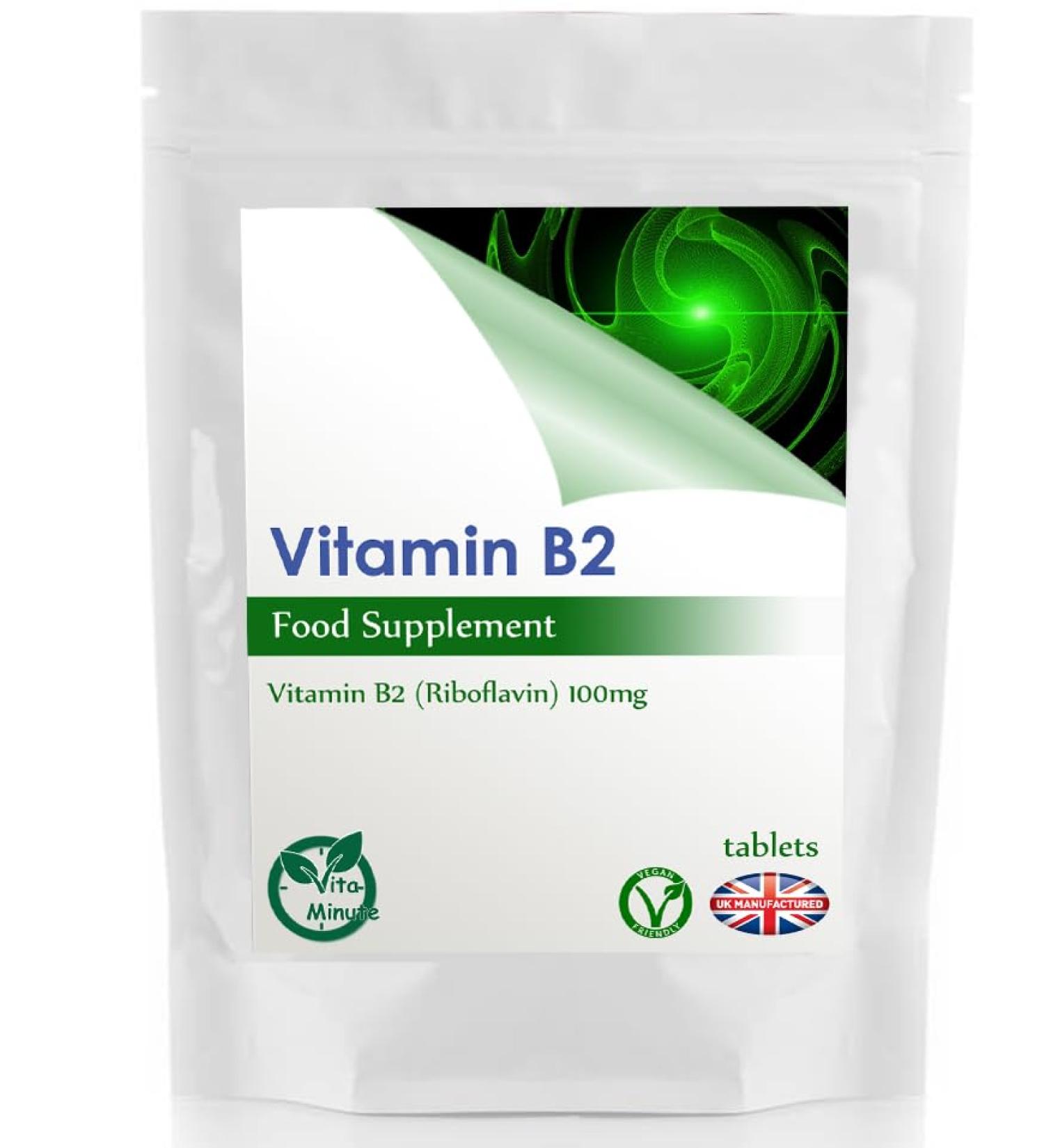 Vitamin B2 Riboflavin 100mg Tablets | High Strength | Vegan | Helps with Tiredness and Fatigue Supports Energy Levels (Pack of 60)