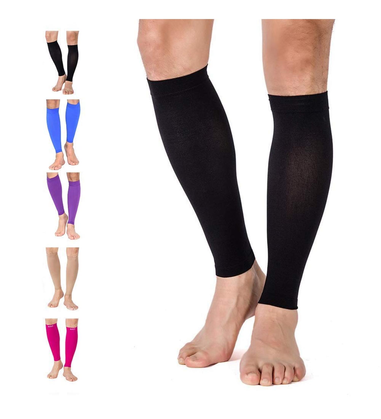 TOFLY Calf Compression Sleeve 20-30mmHg for Men & Women - 1 Pair Footless Compression Socks for Leg Support, Shin Splint Pain Relief, Swelling, Varicose Veins, Nursing, Travel - Black (S-5XL) - Buy Online on GoSupps.com