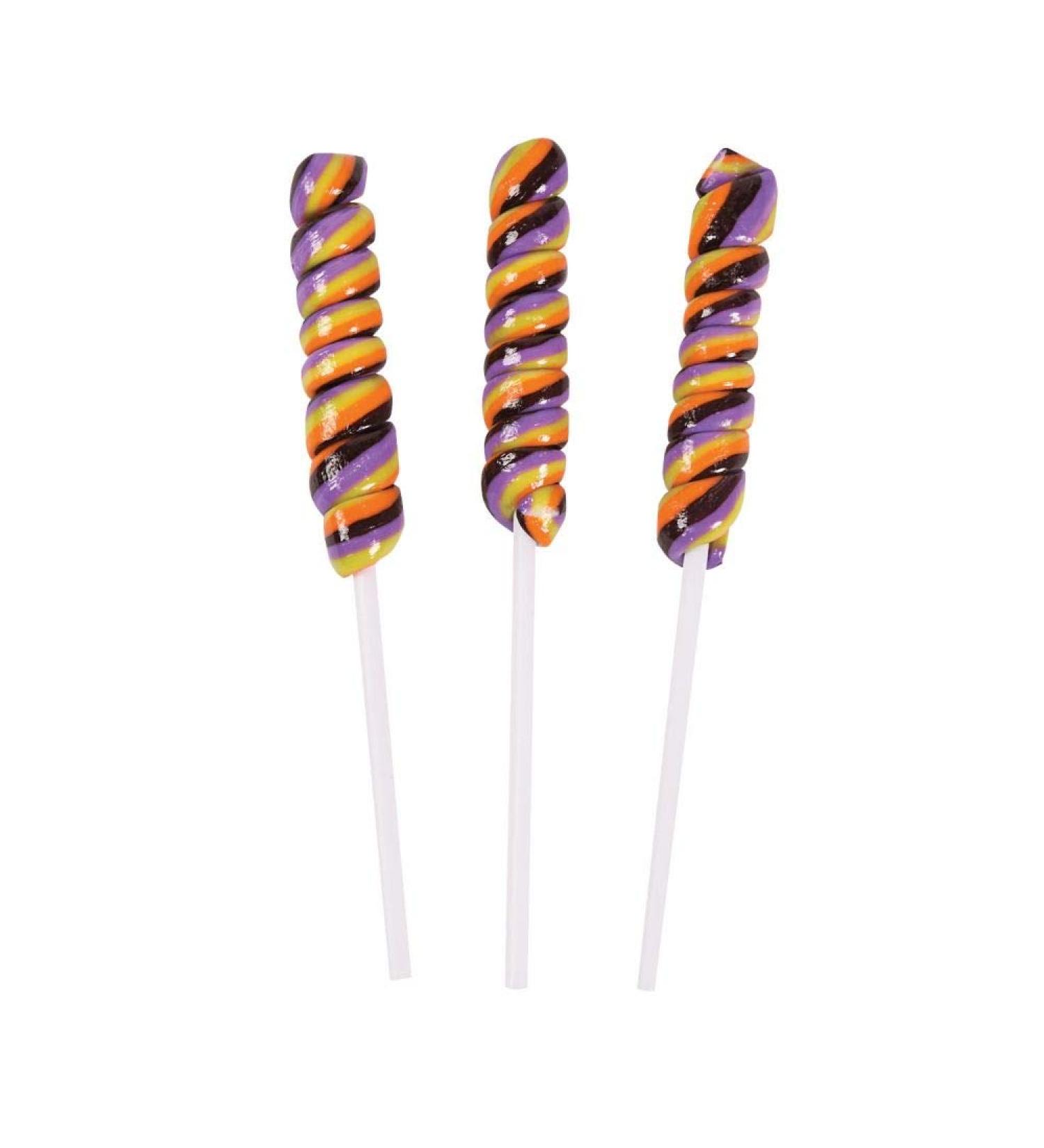 Mini Twisty Lollipops, Unicorn Pops, Nostalgic Candy, Suckers, 24 Pieces, Individually Wrapped, Halloween, Orange and Black