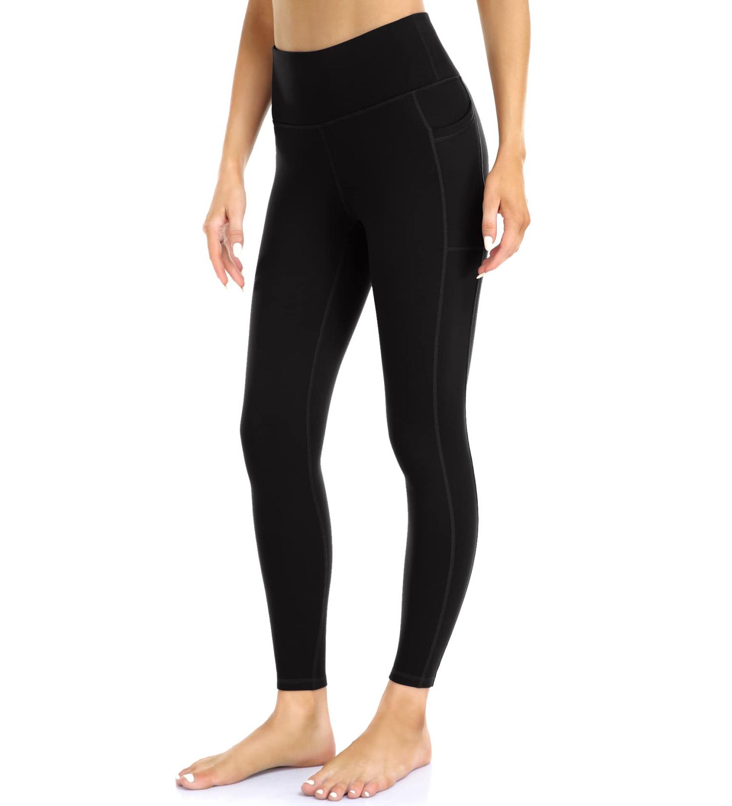 IBL Women's High Waist Yoga Leggings with Pockets - Medium Black, 27 Inseam - Buy Online on GoSupps.com