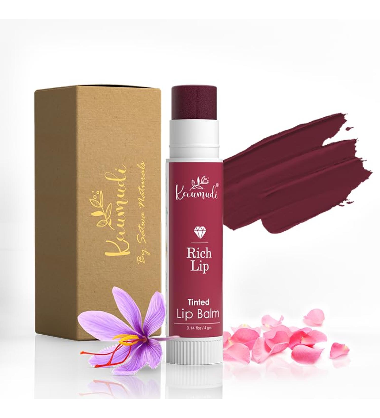 Kaumudi Handmade & Natural Lip Balm for Women & Men with Rose Damascena & Saffron Essential Oil (Rich Lip) - Buy Online on GoSupps.com