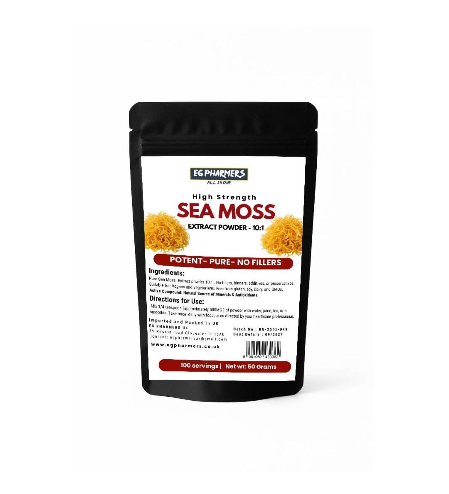 Poudre de mousse de mer haute r sistance 10:1 Ext | 100 portions | V g talien sans gluten | Sans remplissage ni liant | Superaliment 100 % pur et naturel - Buy Online on GoSupps.com