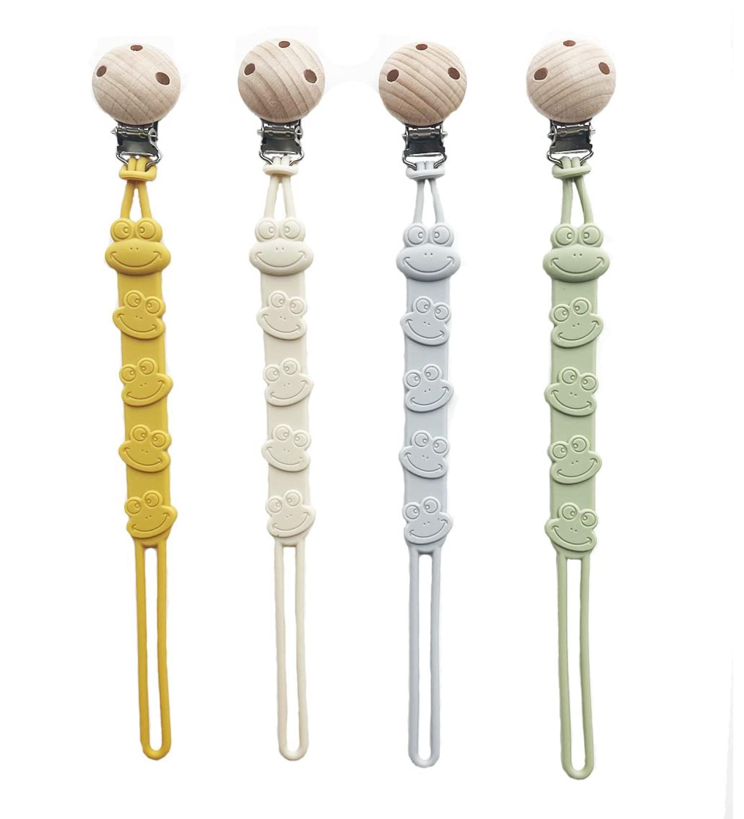 DeMissir Silicone Pacifier Clips Holder - 4Pcs Cute Frogs Design for Baby Boys and Girls - Buy Online on GoSupps.com