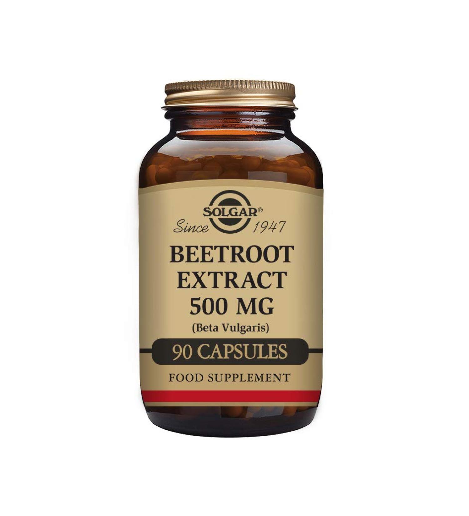 Solgar Beetroot Extract 500 mg Vegetable Capsules - Pack of 90 - Supports Red Blood Cell Production - Naturally Sourced - Vegan Kosher and Gluten-Free - Buy Online on GoSupps.com