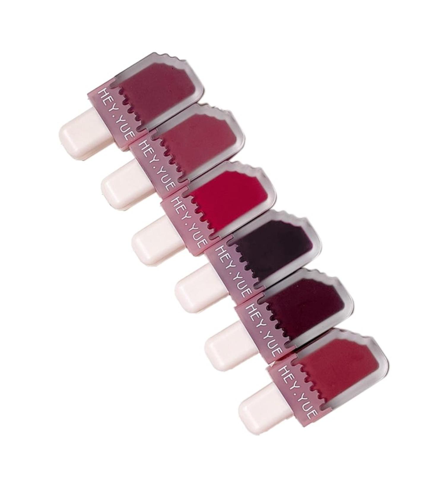 Axaooqeld 6PCS Lip Gloss Velvet Satin Lipstick Lip Ice Cream Lip Glaze Waterproof Long Lasting Beauty Woman Lips - Buy Online on GoSupps.com