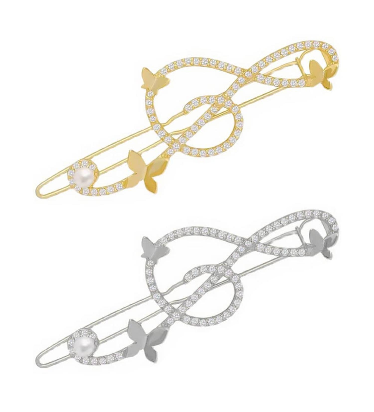 Mobestech 2pcs Music Note Hair Clips - Elegant Alloy Rhinestone Barrettes for Women and Girls (Gold+Silver) - Buy Online on GoSupps.com