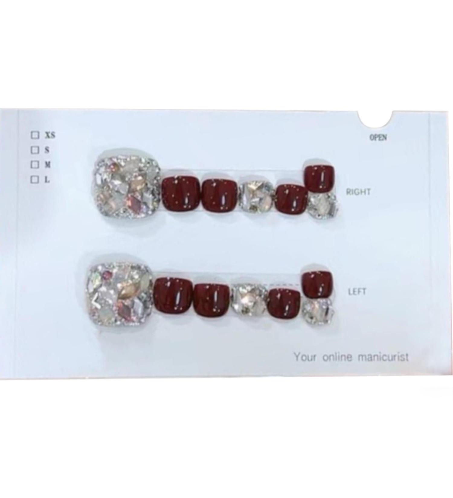 Glossy Toe Nails | Glitter Toe Nails - Sparkling Cat's Eye Glossy Fake Toe Nails Fake Toe Nails For Summer For Women Girls - Buy Online on GoSupps.com