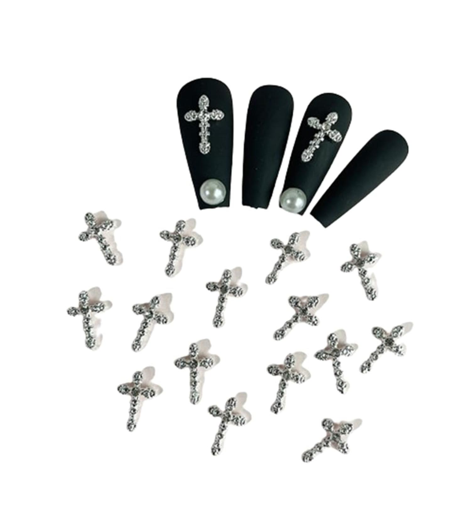 20 Pcs Rhinestone Nail Charms - Cross Bear & Butterfly Nail Art Accessories for DIY Designs - Buy Online on GoSupps.com
