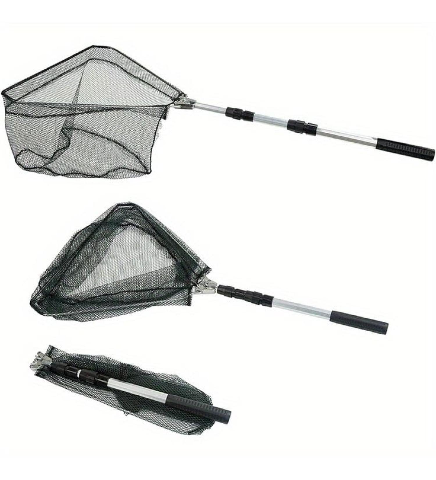 Telescopic Folding Fishing Landing Net 1.9m Pole Collapsible Extensible Aluminum long Handle Stainless Steel Triangular For Bird Fish Catch Aquarium Ponds Floating Objects Carp Trout - Buy Online on GoSupps.com