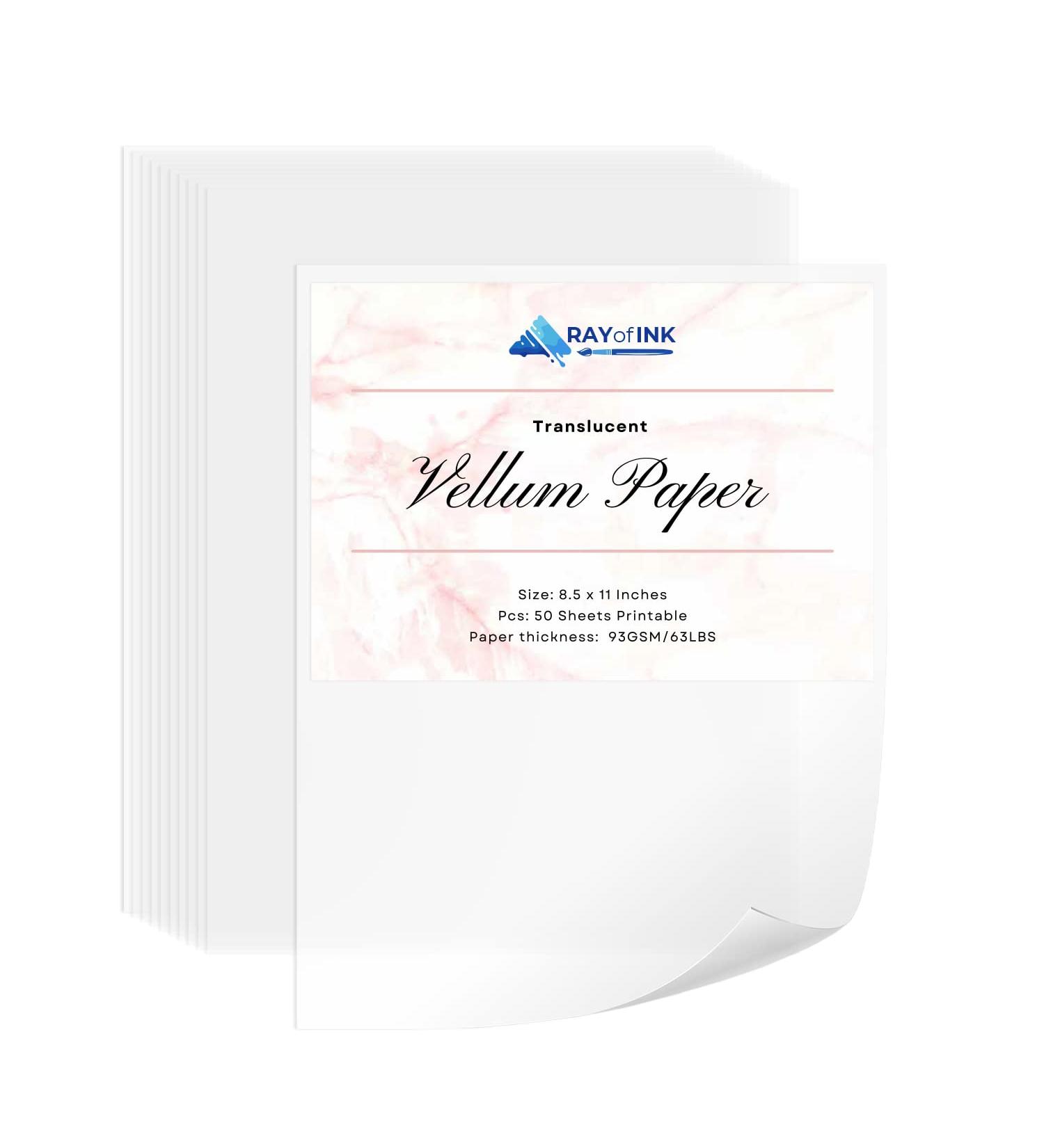 Translucent Vellum Paper 8.5 x 11 - 50 Sheets 93GSM - Clear Vellum for Printing, Tracing, Sketching - Ideal for Invitations and Art Projects - Buy Online on GoSupps.com