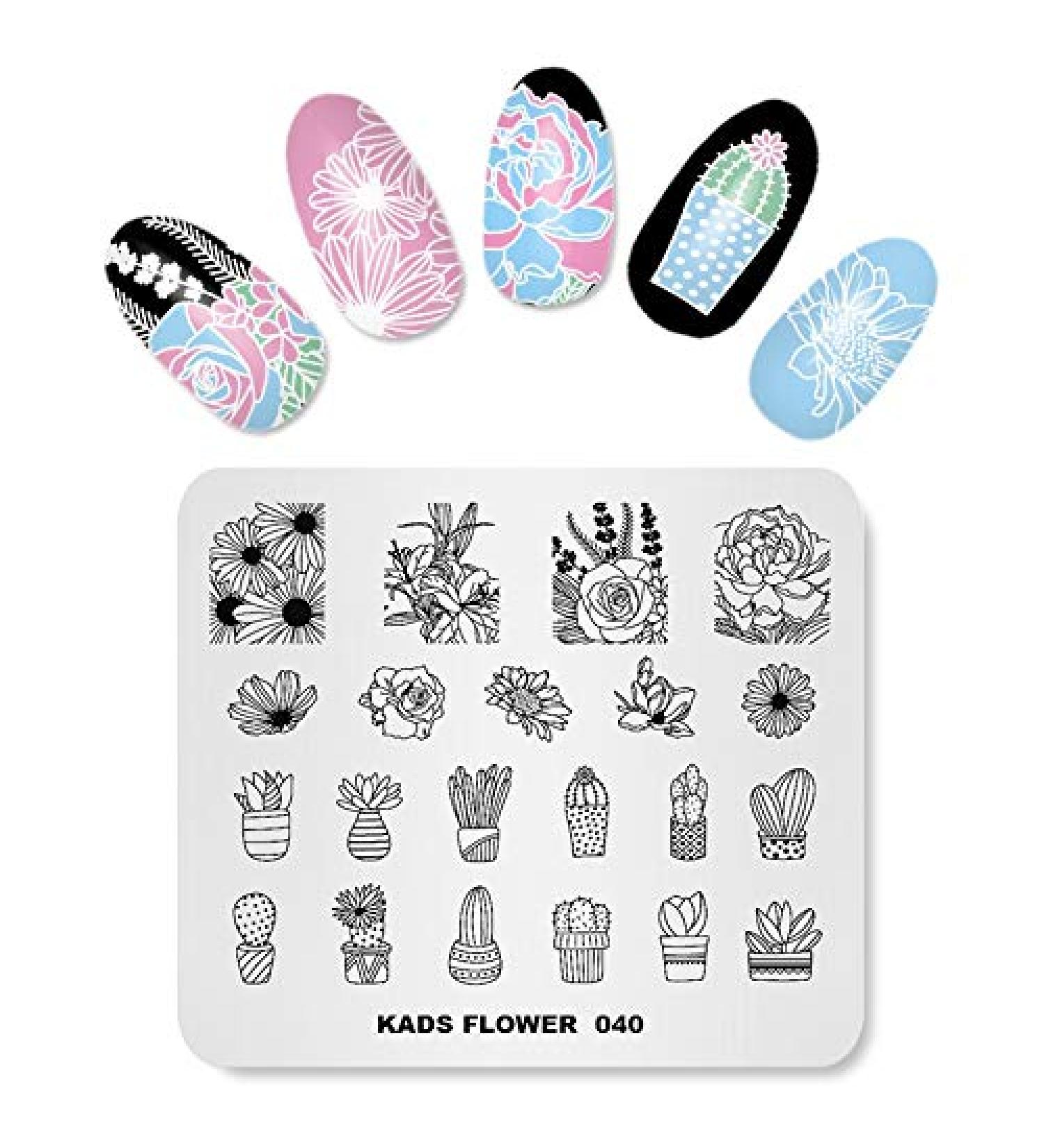 Nail Art Stamping Template - Cactus Flower Design | DIY Manicure Tool FL040 for Stunning Nail Designs | International Shipping - Buy Online on GoSupps.com